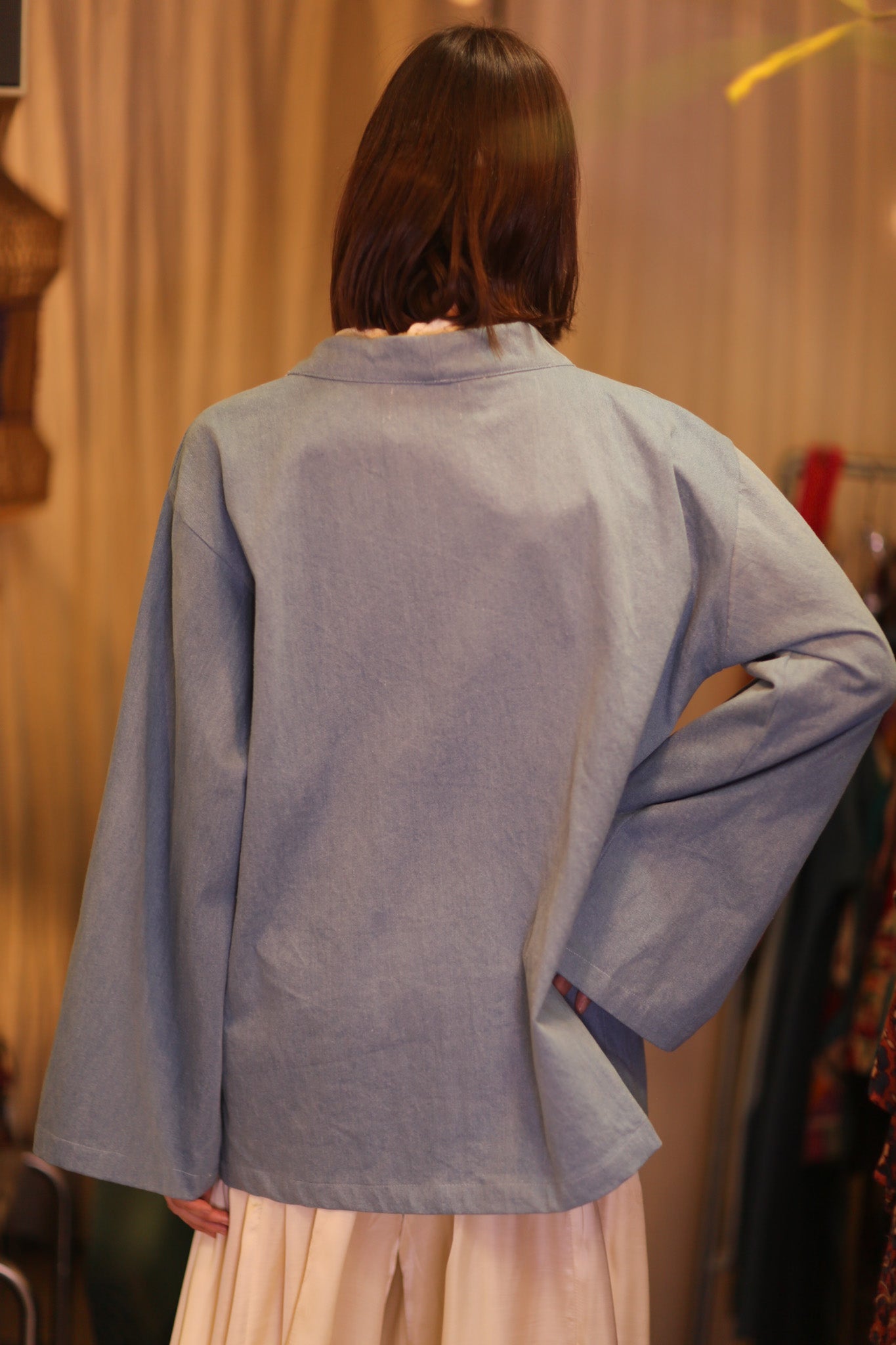 DENIM SHORT KIMONO JUENTRA LIGHTBLUE - MOMO STUDIO BERLIN - Berlin Concept Store - sustainable & ethical fashion