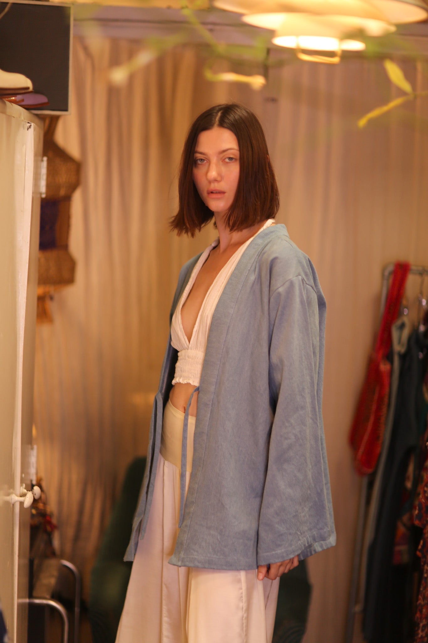 DENIM SHORT KIMONO JUENTRA LIGHTBLUE - MOMO STUDIO BERLIN - Berlin Concept Store - sustainable & ethical fashion