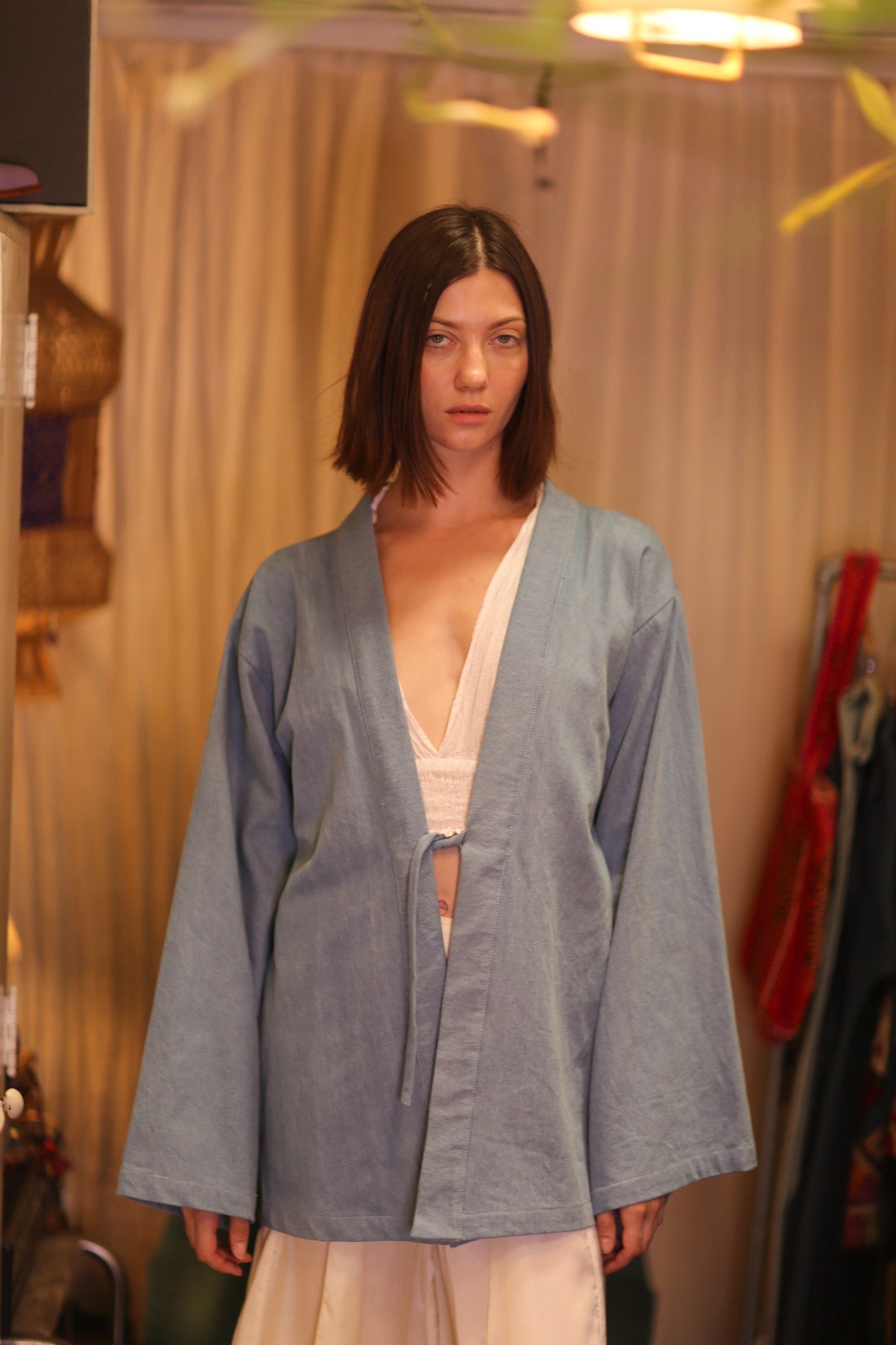 DENIM SHORT KIMONO JUENTRA LIGHTBLUE - MOMO STUDIO BERLIN - Berlin Concept Store - sustainable & ethical fashion
