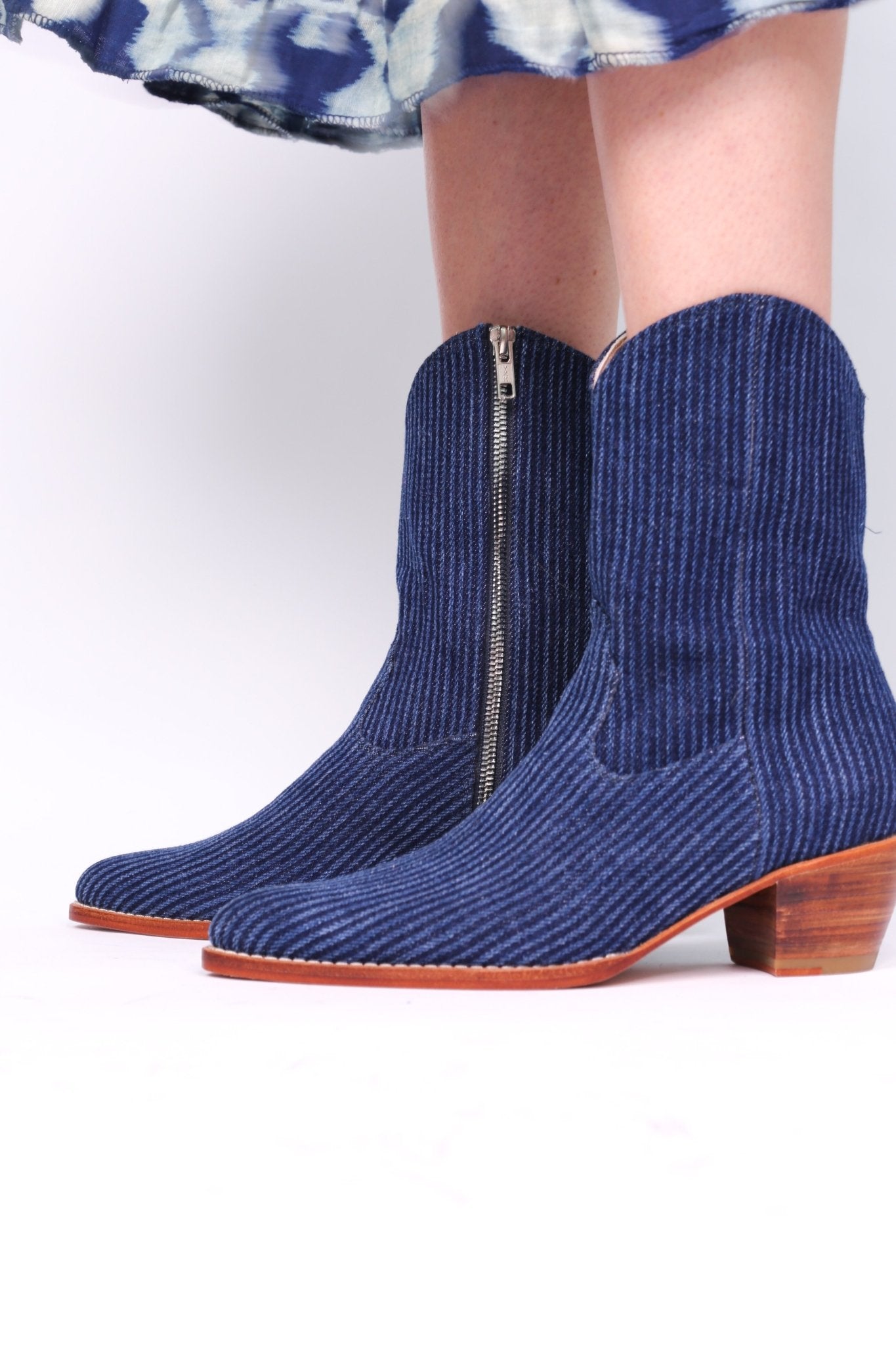 DENIM STRIPE ANKLE BOOTS TUZIA - MOMO STUDIO BERLIN - Berlin Concept Store - sustainable & ethical fashion