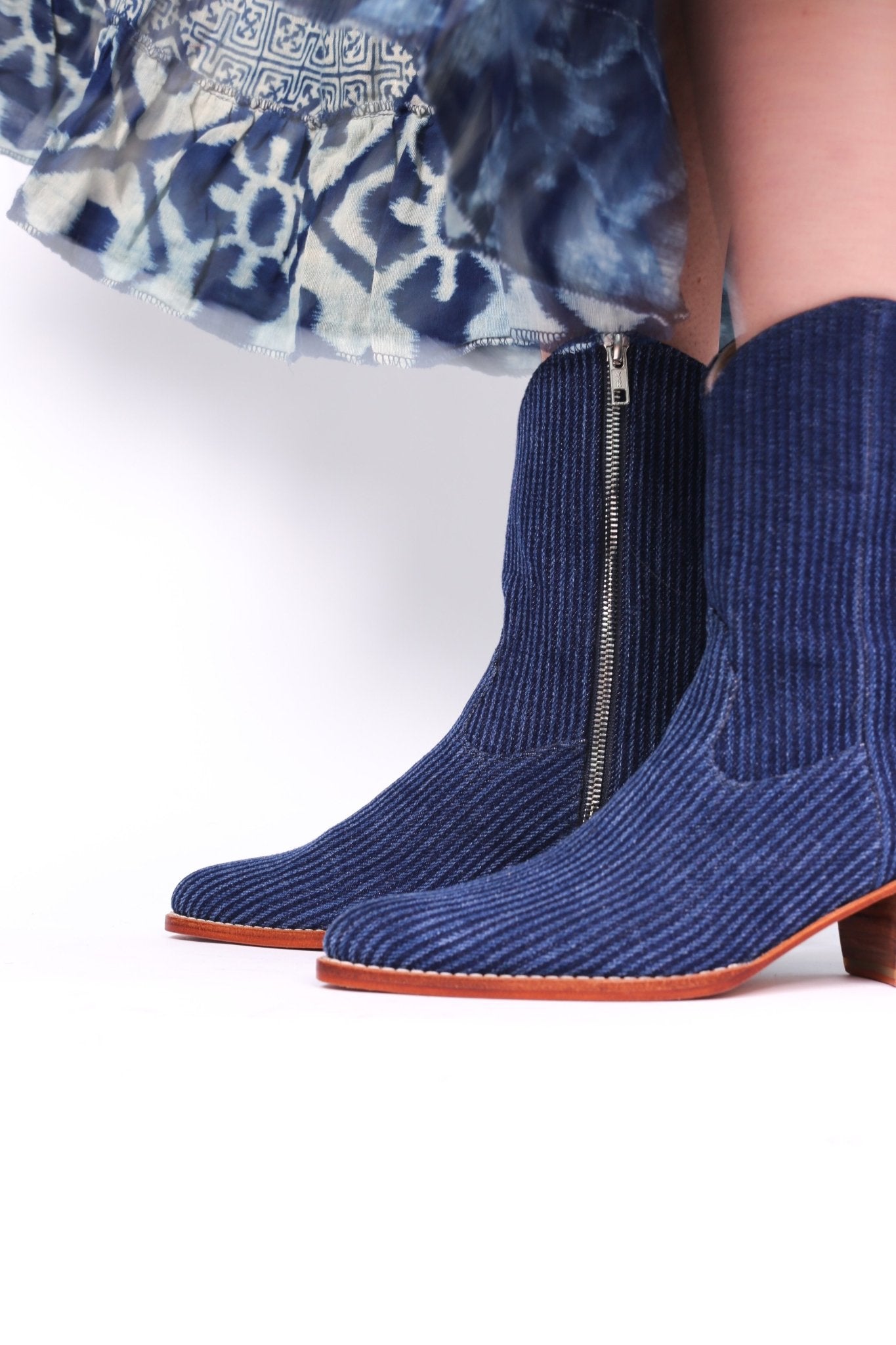 DENIM STRIPE ANKLE BOOTS TUZIA - MOMO STUDIO BERLIN - Berlin Concept Store - sustainable & ethical fashion