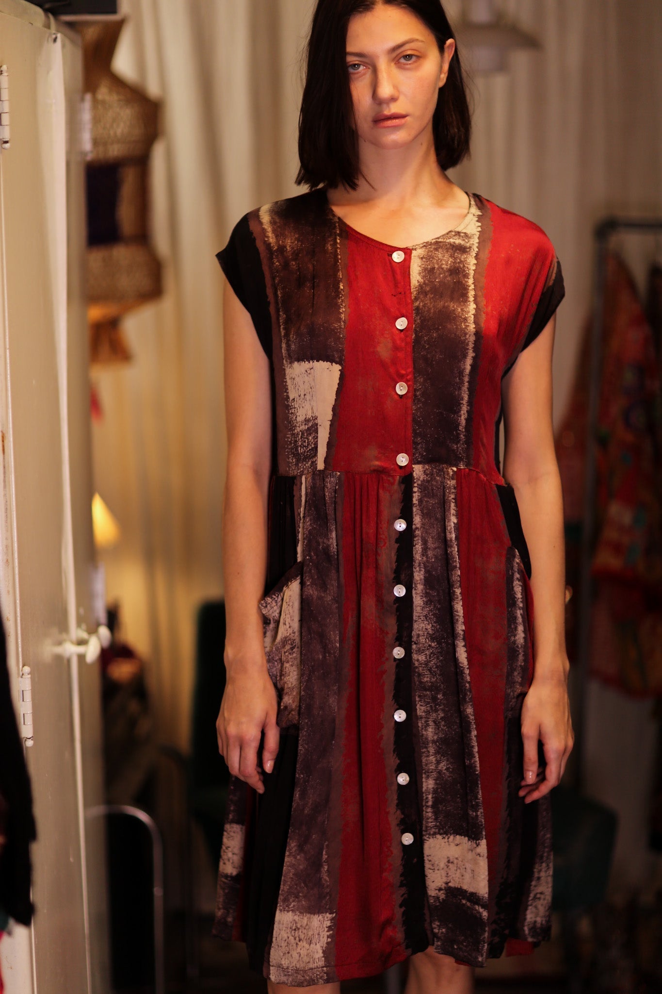 EDITH SILK DRESS RED STRIPE - MOMO STUDIO BERLIN - Berlin Concept Store - sustainable & ethical fashion