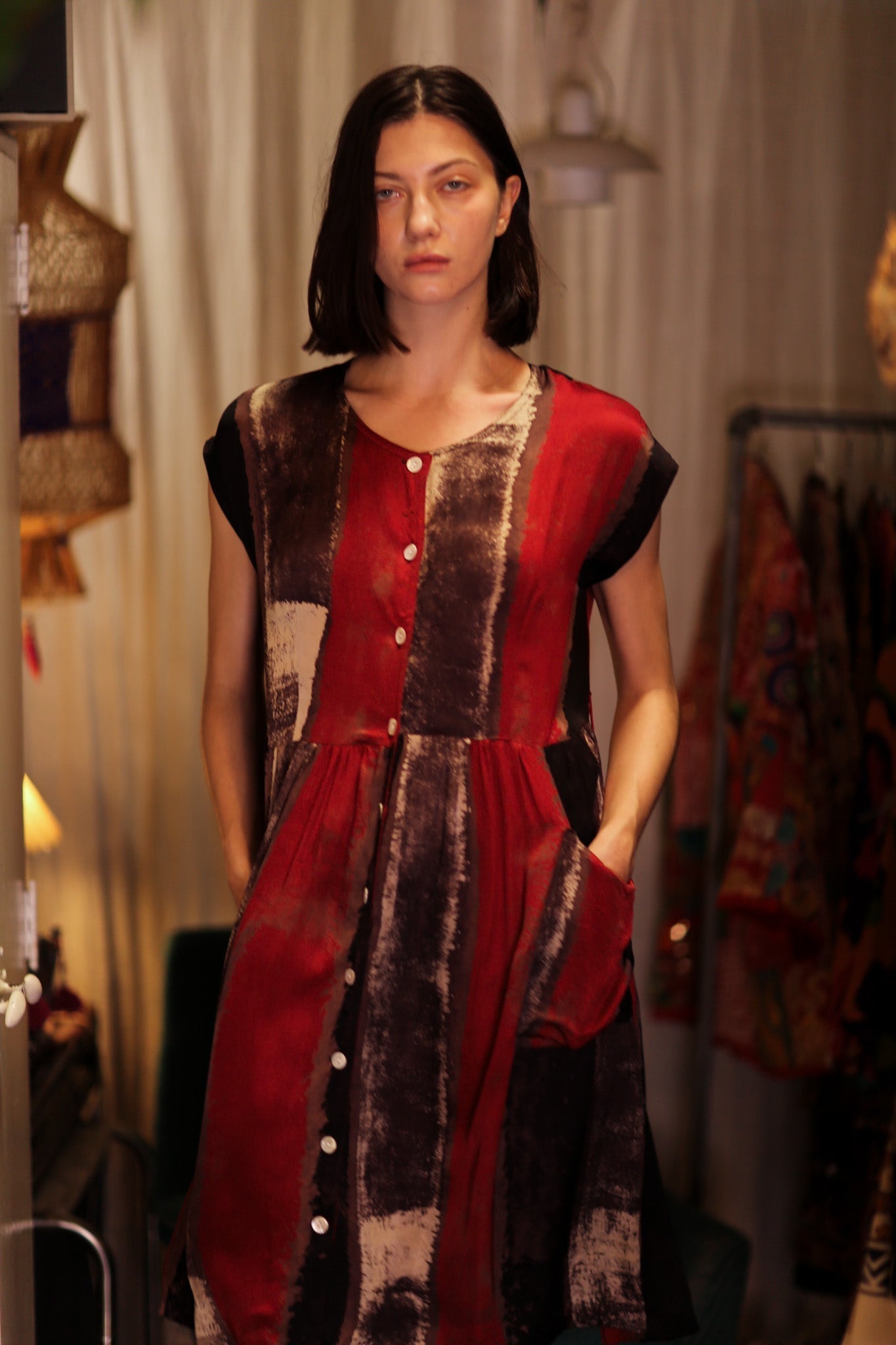 EDITH SILK DRESS RED STRIPE - MOMO STUDIO BERLIN - Berlin Concept Store - sustainable & ethical fashion
