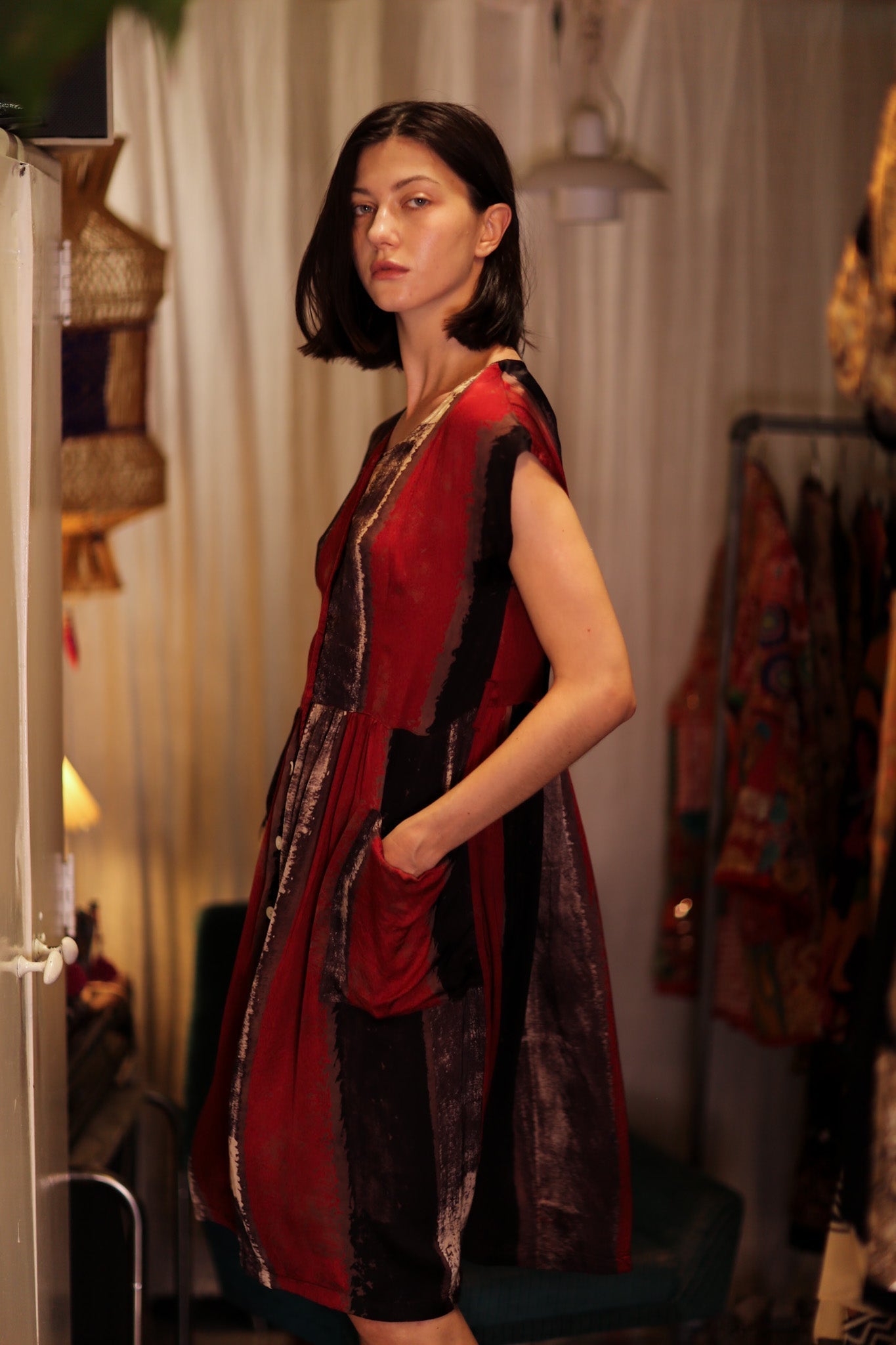 EDITH SILK DRESS RED STRIPE - MOMO STUDIO BERLIN - Berlin Concept Store - sustainable & ethical fashion