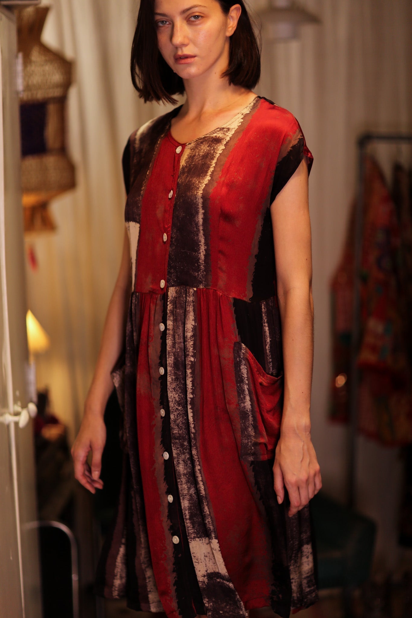 EDITH SILK DRESS RED STRIPE - MOMO STUDIO BERLIN - Berlin Concept Store - sustainable & ethical fashion