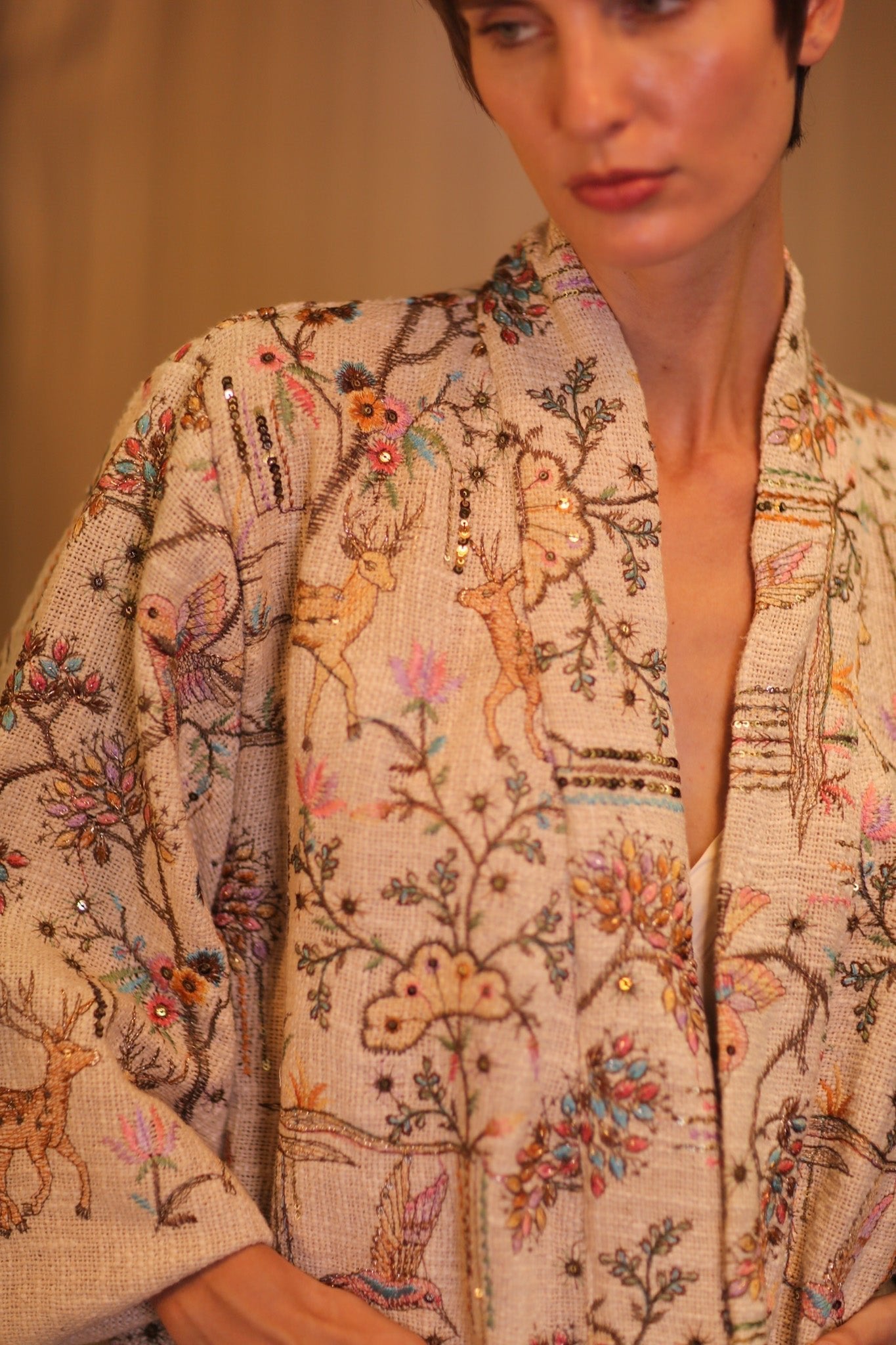 EMBROIDERED COTTON SHORT KIMONO DREAMWORLD - MOMO STUDIO BERLIN - Berlin Concept Store - sustainable & ethical fashion