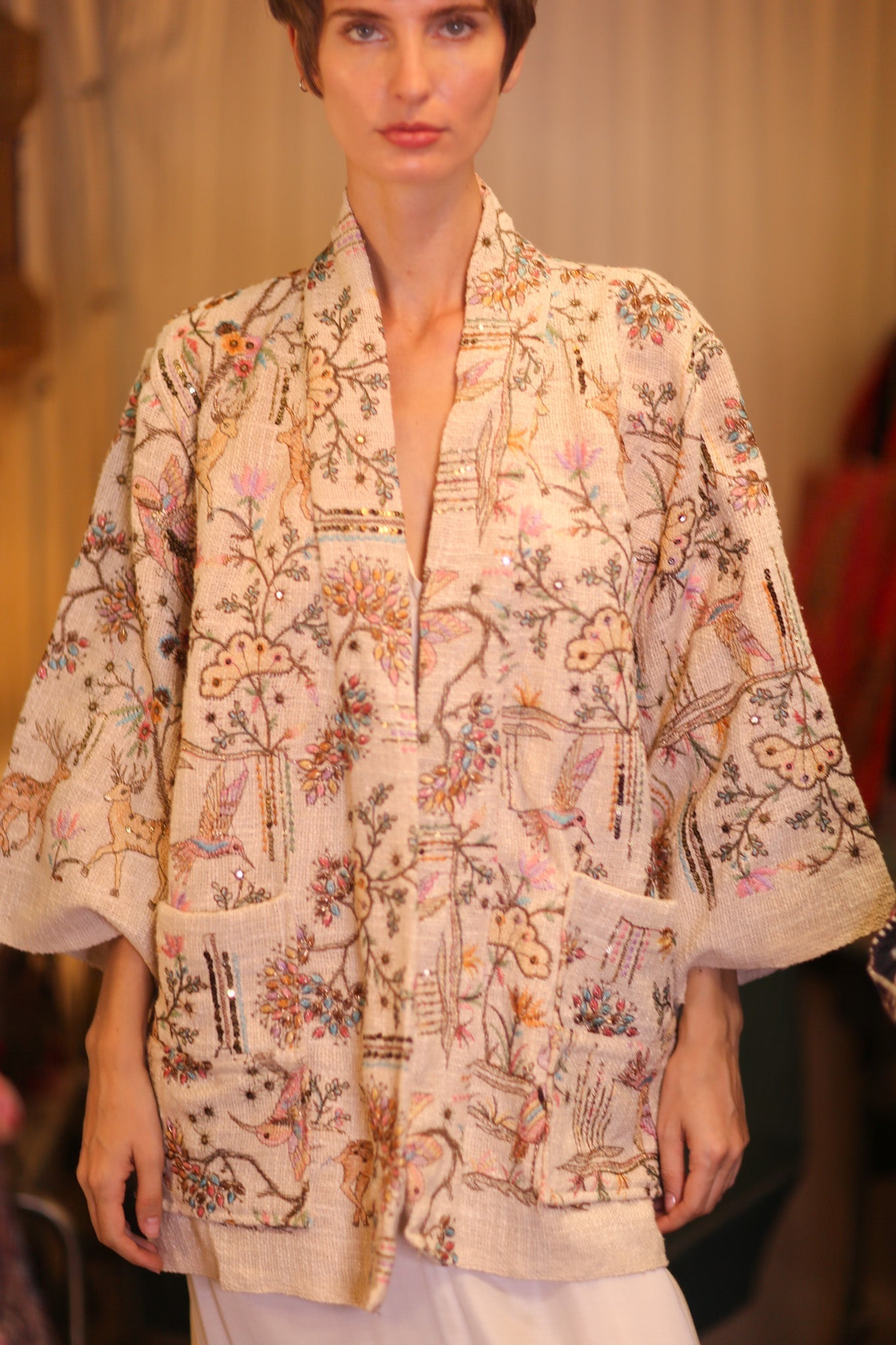 EMBROIDERED COTTON SHORT KIMONO DREAMWORLD - MOMO STUDIO BERLIN - Berlin Concept Store - sustainable & ethical fashion