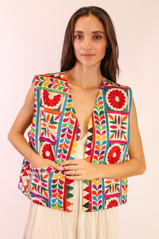 EMBROIDERED COTTON VEST TEKEL - MOMO STUDIO BERLIN - Berlin Concept Store - sustainable & ethical fashion