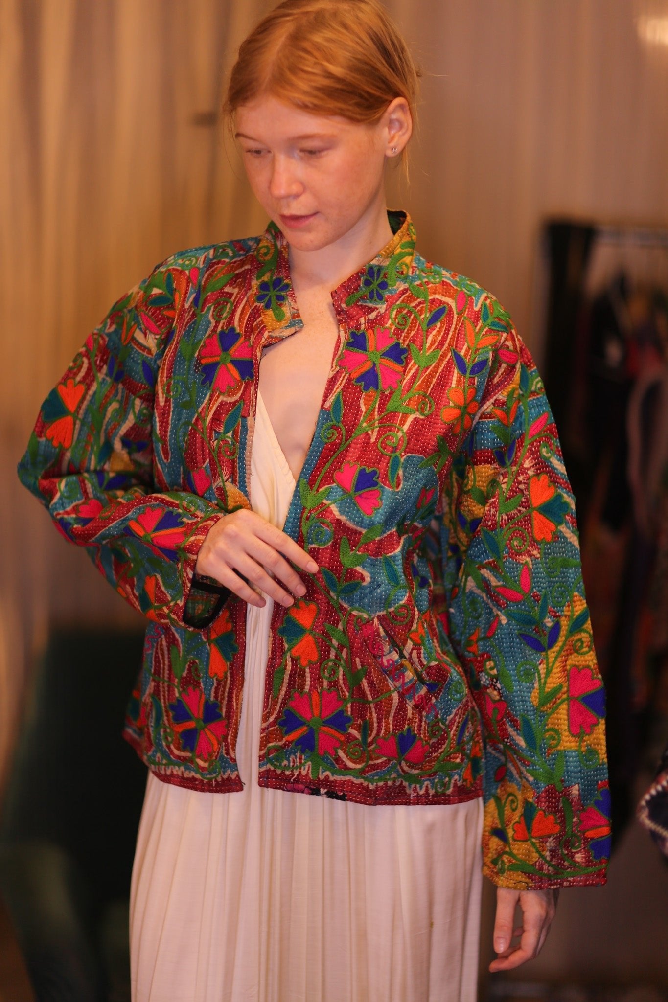 EMBROIDERED JACKET INGRID NAVI - MOMO STUDIO BERLIN - Berlin Concept Store - sustainable & ethical fashion