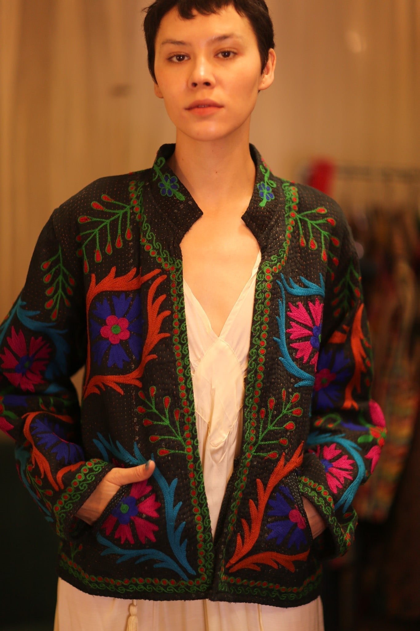 EMBROIDERED KANTHA JACKET INGRID EYES - MOMO STUDIO BERLIN - Berlin Concept Store - sustainable & ethical fashion