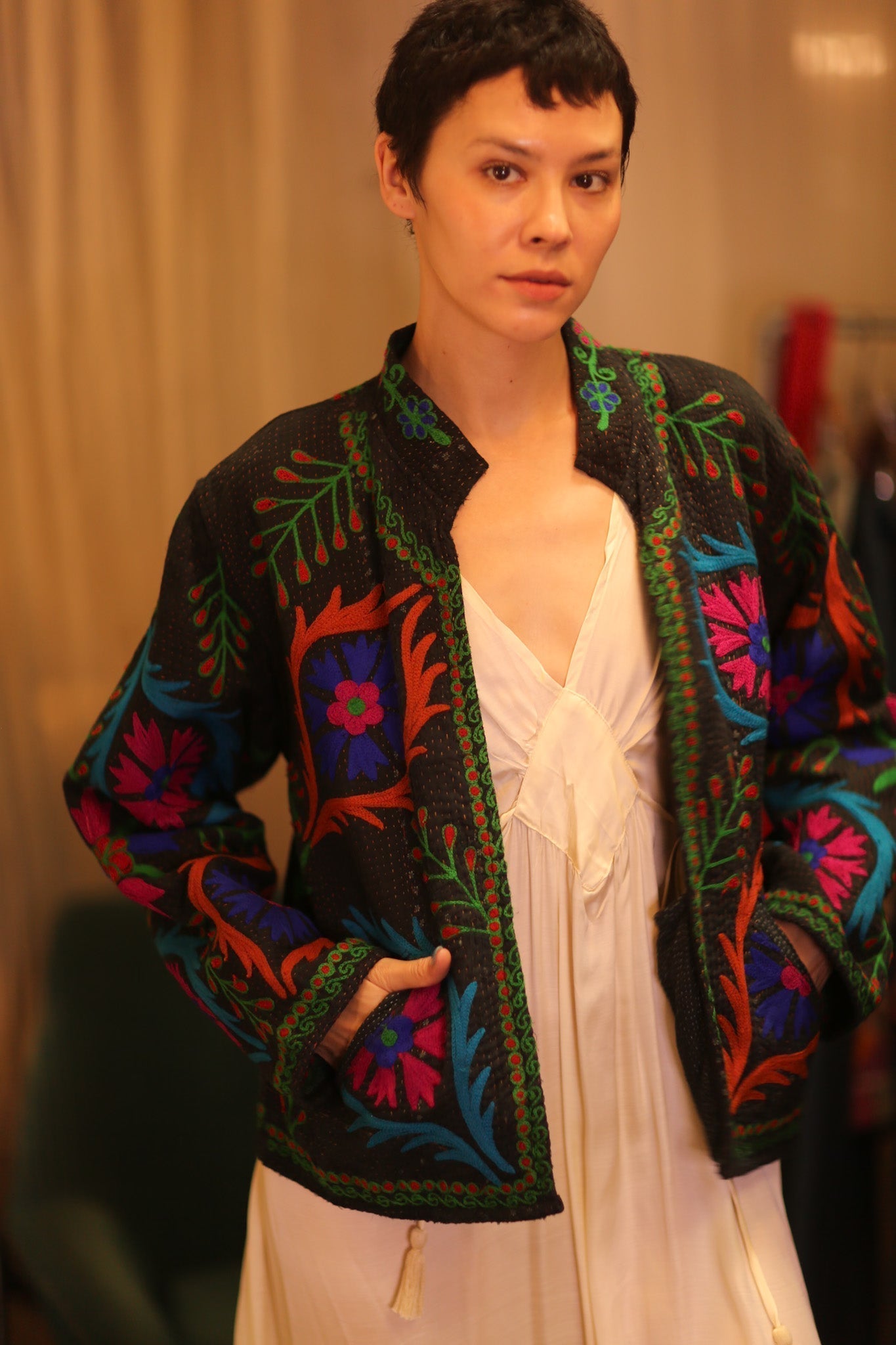 EMBROIDERED KANTHA JACKET INGRID EYES - MOMO STUDIO BERLIN - Berlin Concept Store - sustainable & ethical fashion