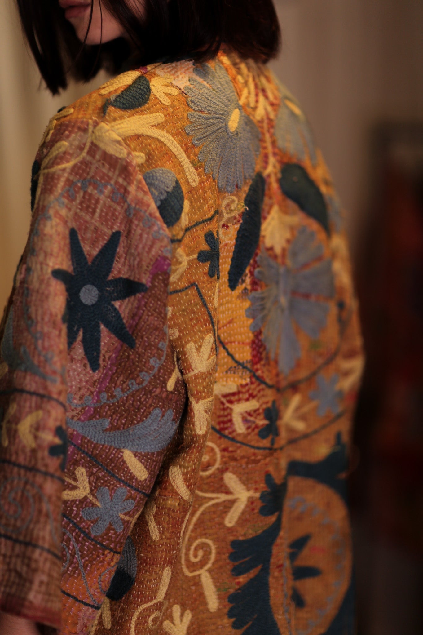 EMBROIDERED KANTHA KIMONO MONTY BEACH TONES - MOMO STUDIO BERLIN - Berlin Concept Store - sustainable & ethical fashion