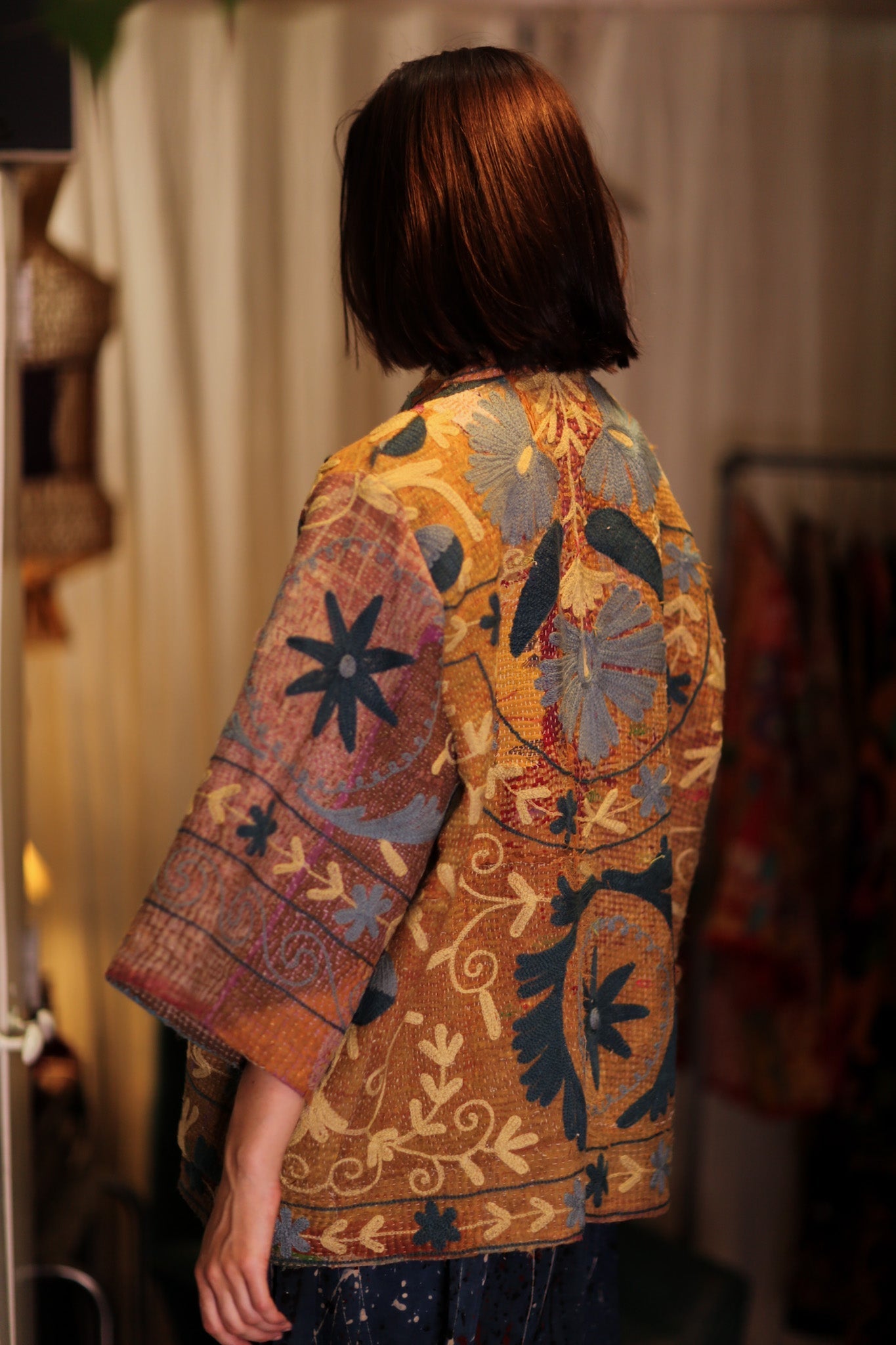 EMBROIDERED KANTHA KIMONO MONTY BEACH TONES - MOMO STUDIO BERLIN - Berlin Concept Store - sustainable & ethical fashion