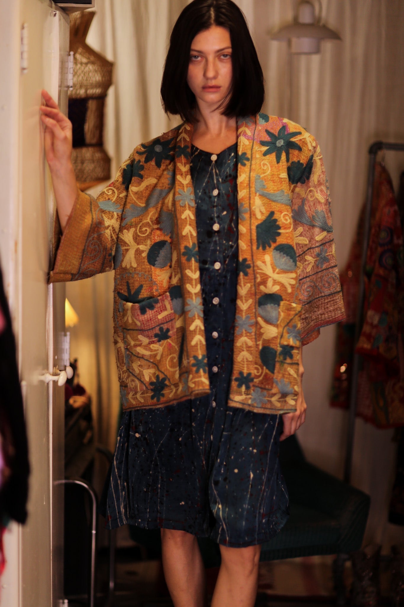 EMBROIDERED KANTHA KIMONO MONTY BEACH TONES - MOMO STUDIO BERLIN - Berlin Concept Store - sustainable & ethical fashion