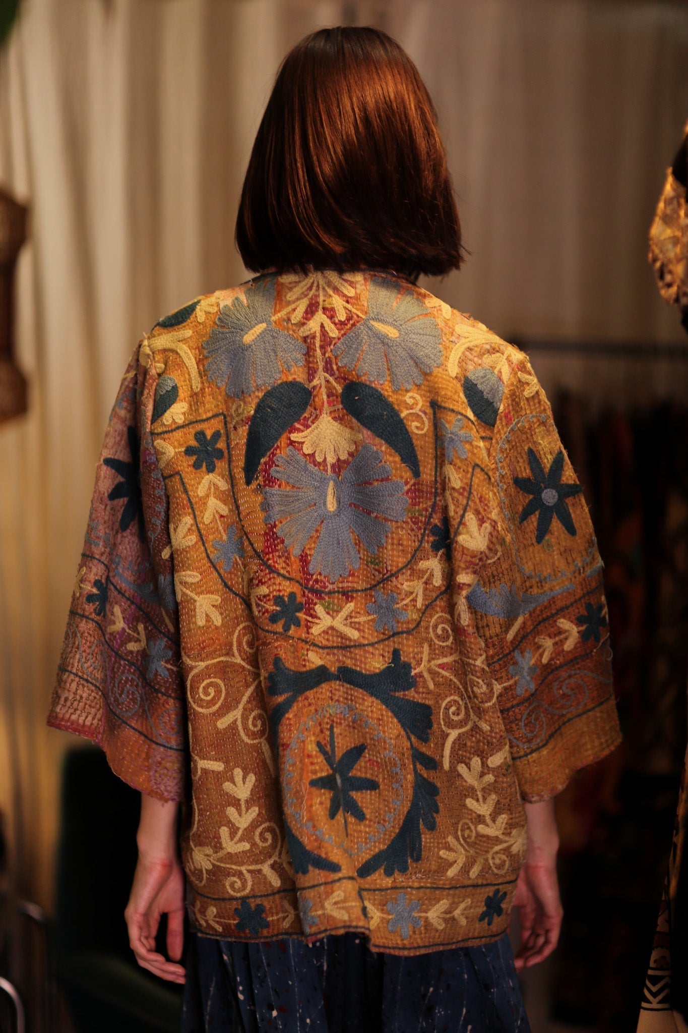 EMBROIDERED KANTHA KIMONO MONTY BEACH TONES - MOMO STUDIO BERLIN - Berlin Concept Store - sustainable & ethical fashion