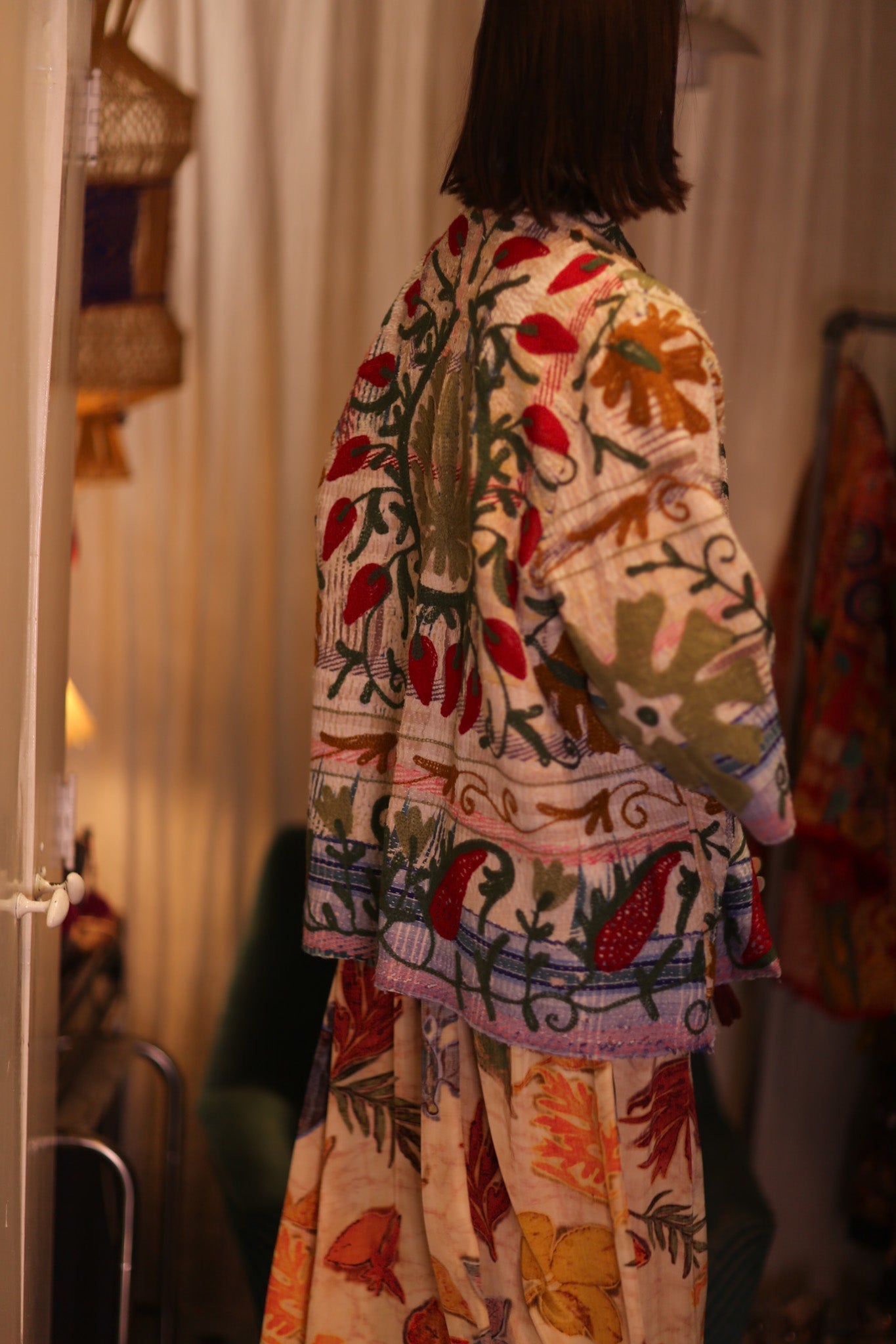 EMBROIDERED KANTHA KIMONO MONTY STRAWBERRY - MOMO STUDIO BERLIN - Berlin Concept Store - sustainable & ethical fashion