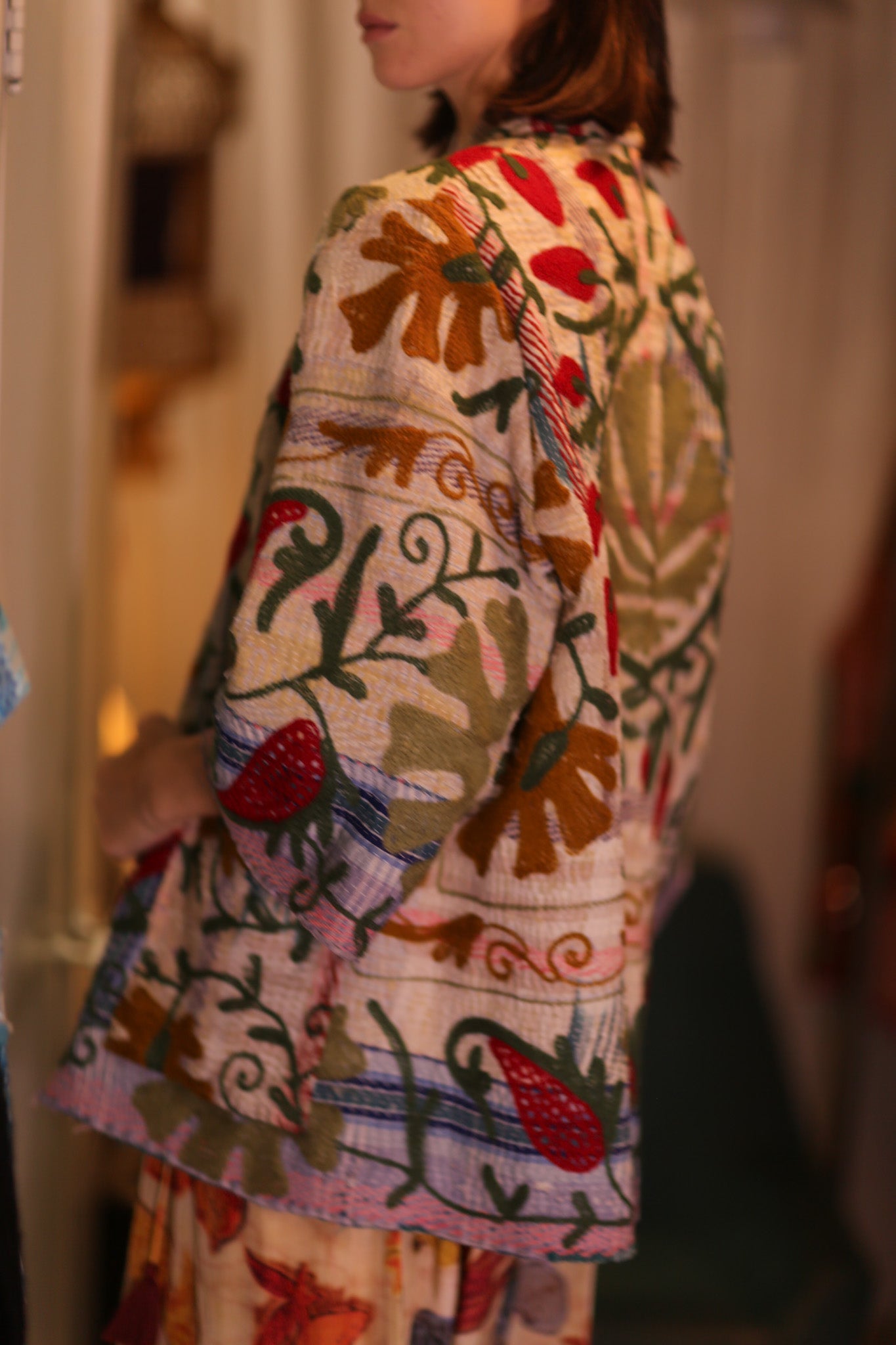 EMBROIDERED KANTHA KIMONO MONTY STRAWBERRY - MOMO STUDIO BERLIN - Berlin Concept Store - sustainable & ethical fashion