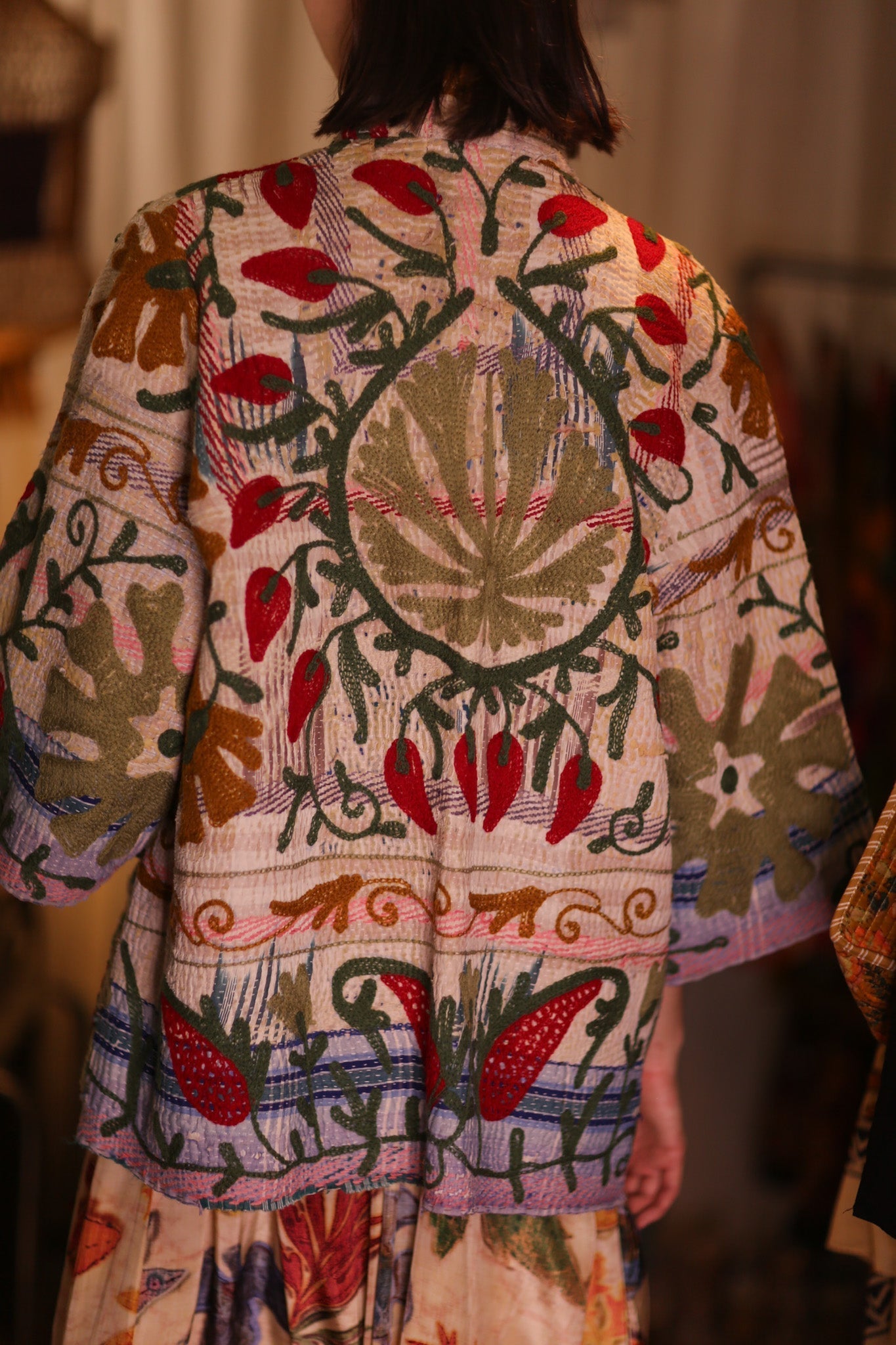 EMBROIDERED KANTHA KIMONO MONTY STRAWBERRY - MOMO STUDIO BERLIN - Berlin Concept Store - sustainable & ethical fashion