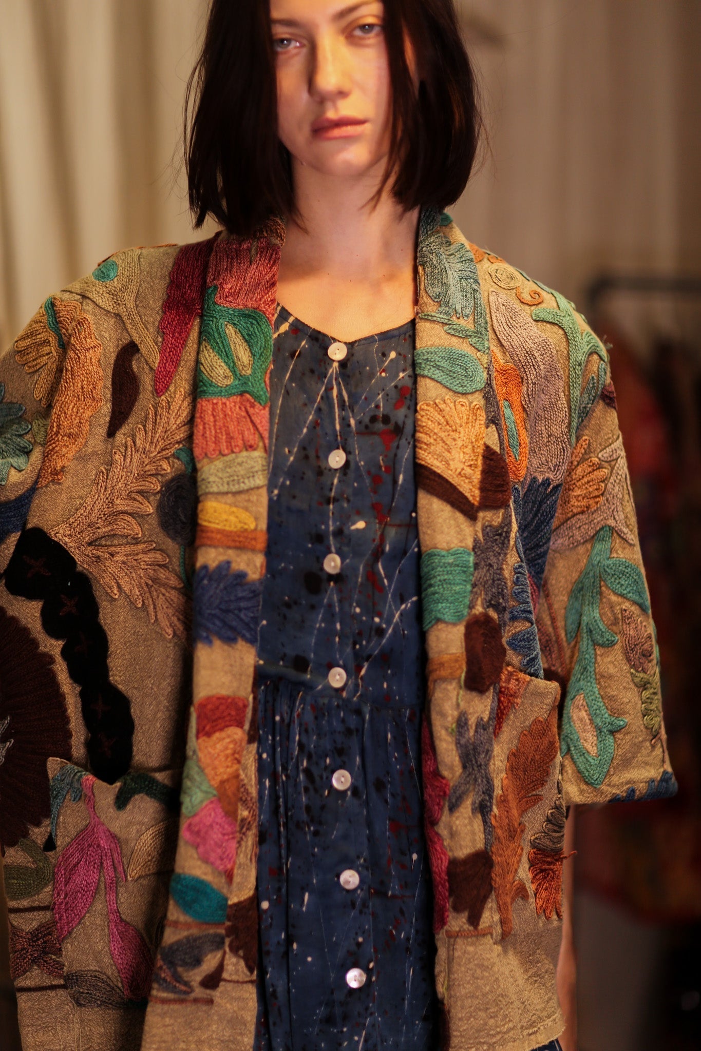 EMBROIDERED KANTHA KIMONO MONTY TROPIC FLOWER - MOMO STUDIO BERLIN - Berlin Concept Store - sustainable & ethical fashion
