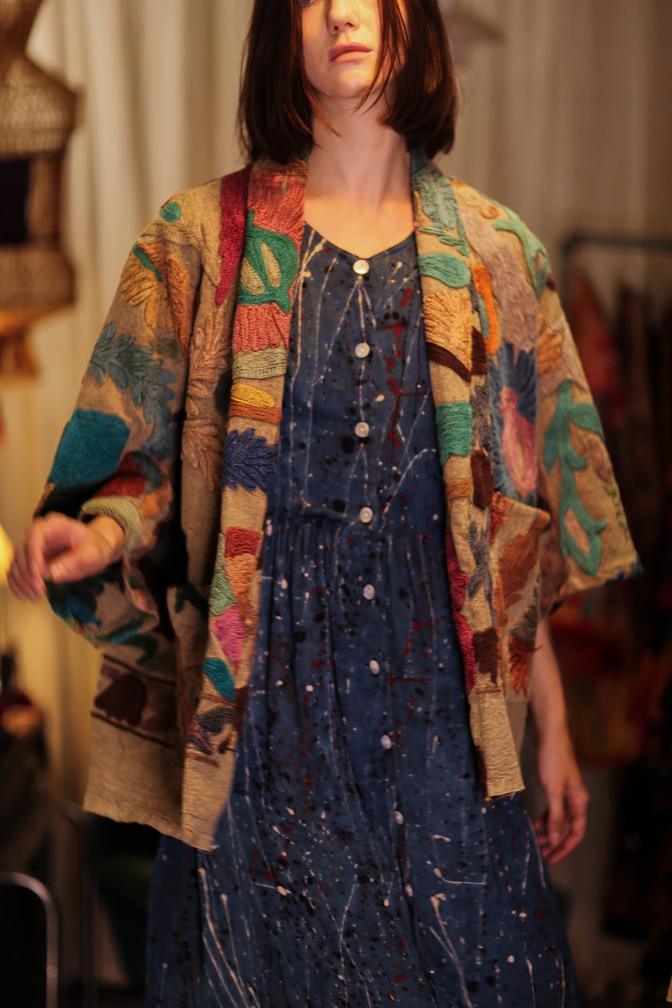 EMBROIDERED KANTHA KIMONO MONTY TROPIC FLOWER - MOMO STUDIO BERLIN - Berlin Concept Store - sustainable & ethical fashion