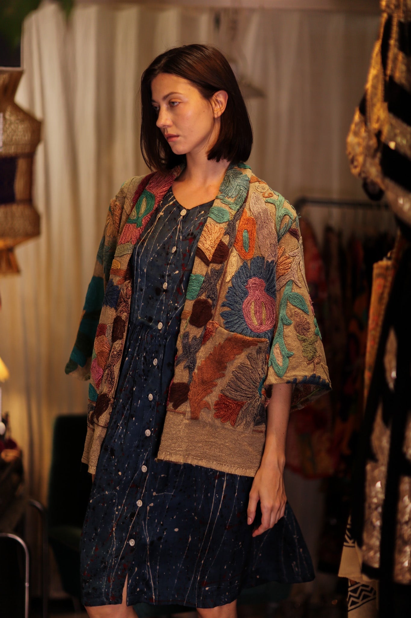 EMBROIDERED KANTHA KIMONO MONTY TROPIC FLOWER - MOMO STUDIO BERLIN - Berlin Concept Store - sustainable & ethical fashion