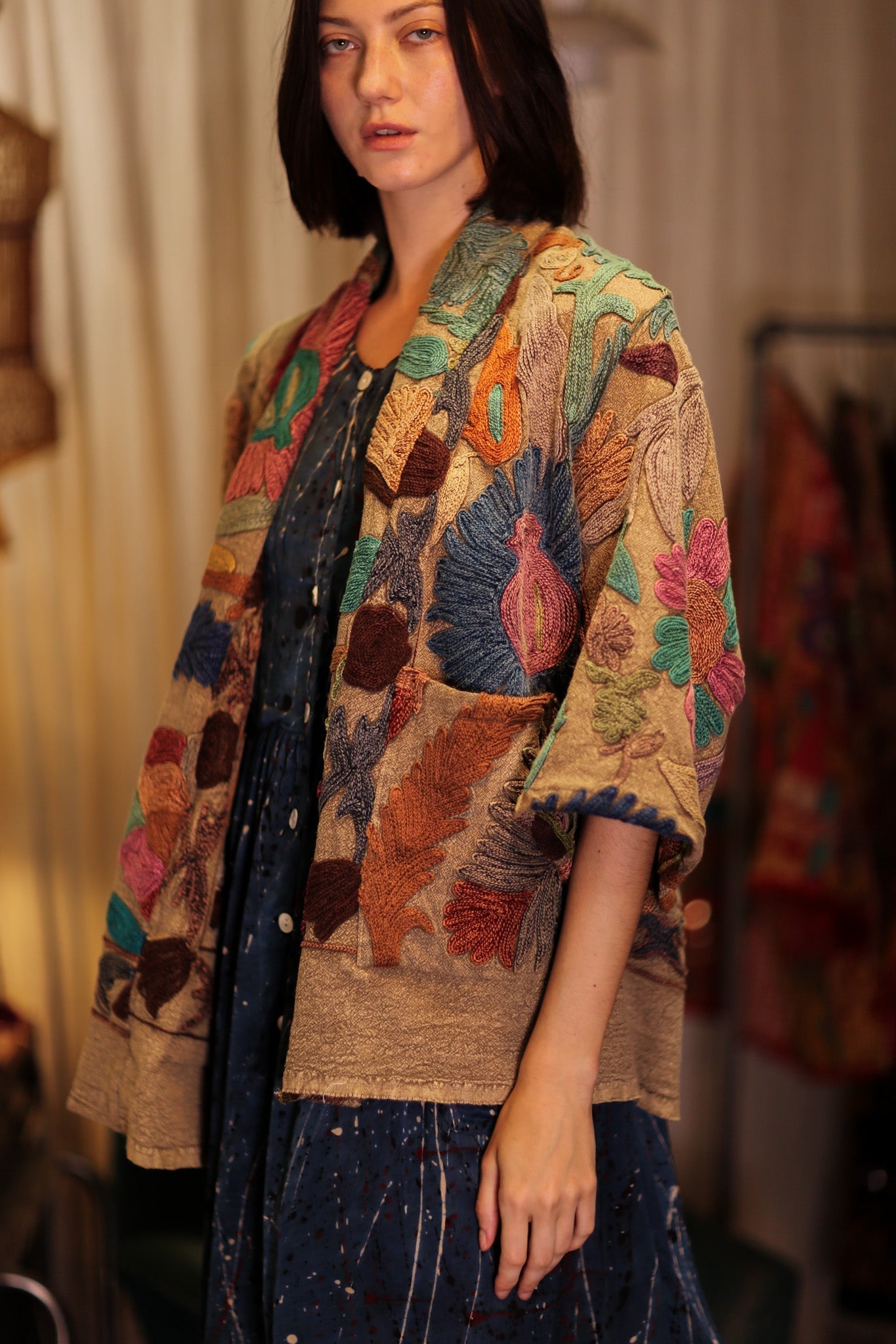 EMBROIDERED KANTHA KIMONO MONTY TROPIC FLOWER - MOMO STUDIO BERLIN - Berlin Concept Store - sustainable & ethical fashion