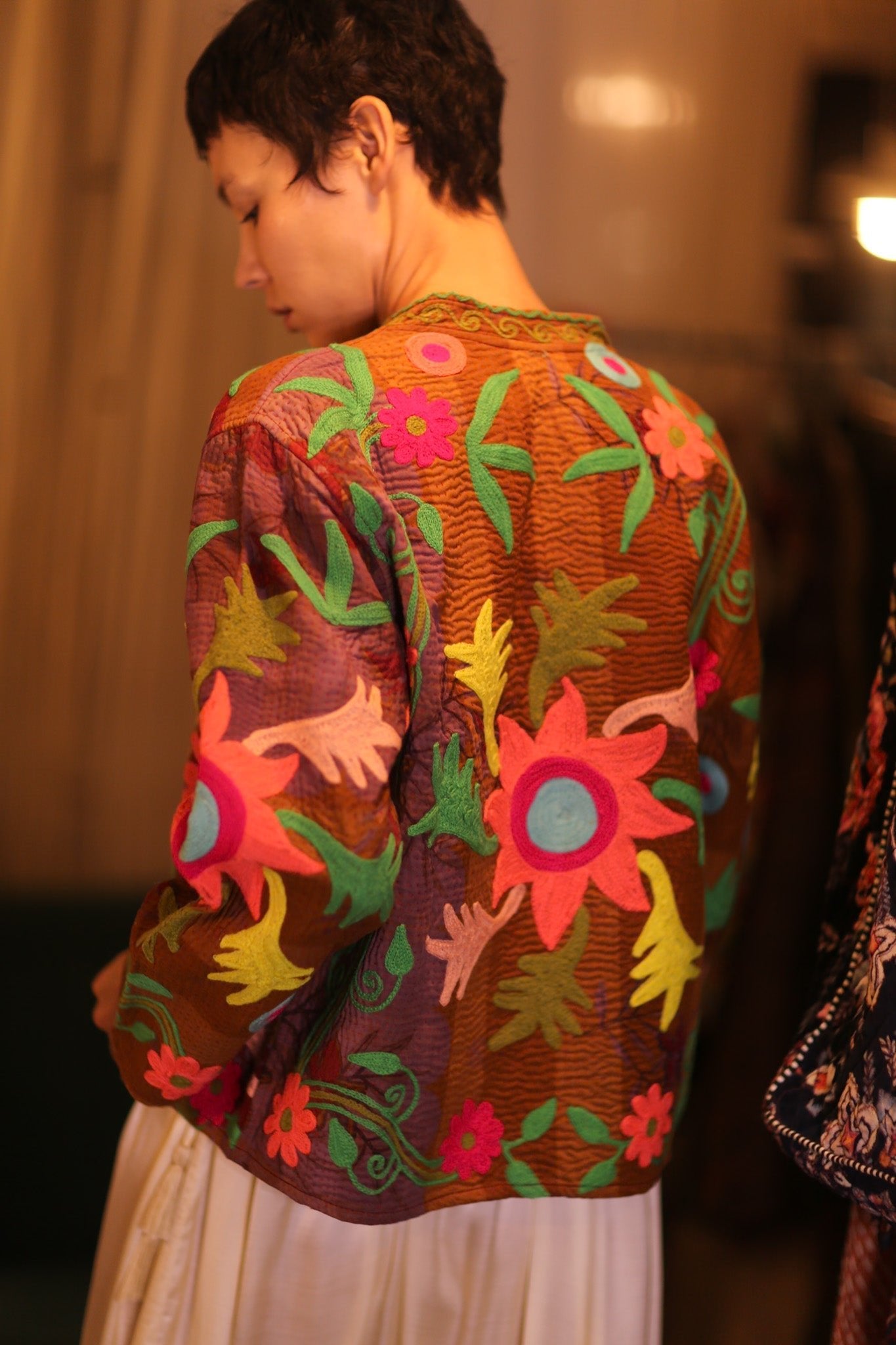 EMBROIDERED KANTHA SHORT COAT INGRID HANNWAY - MOMO STUDIO BERLIN - Berlin Concept Store - sustainable & ethical fashion