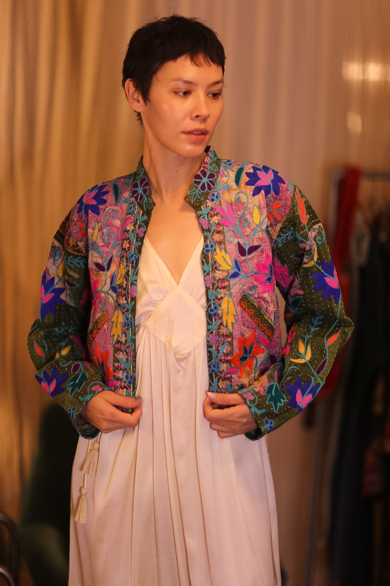 EMBROIDERED KANTHA SHORT COAT INGRID HPAAN - MOMO STUDIO BERLIN - Berlin Concept Store - sustainable & ethical fashion