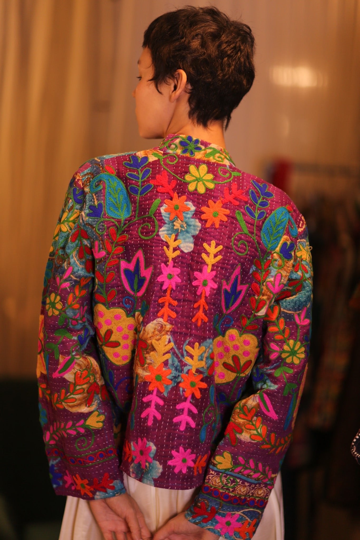 EMBROIDERED KANTHA SHORT COAT INGRID KOKSI - MOMO STUDIO BERLIN - Berlin Concept Store - sustainable & ethical fashion