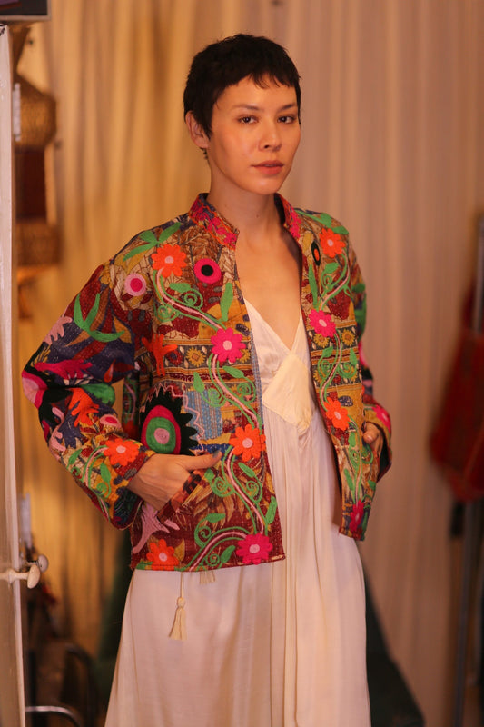EMBROIDERED KANTHA SHORT COAT INGRID SETTAW - MOMO STUDIO BERLIN - Berlin Concept Store - sustainable & ethical fashion