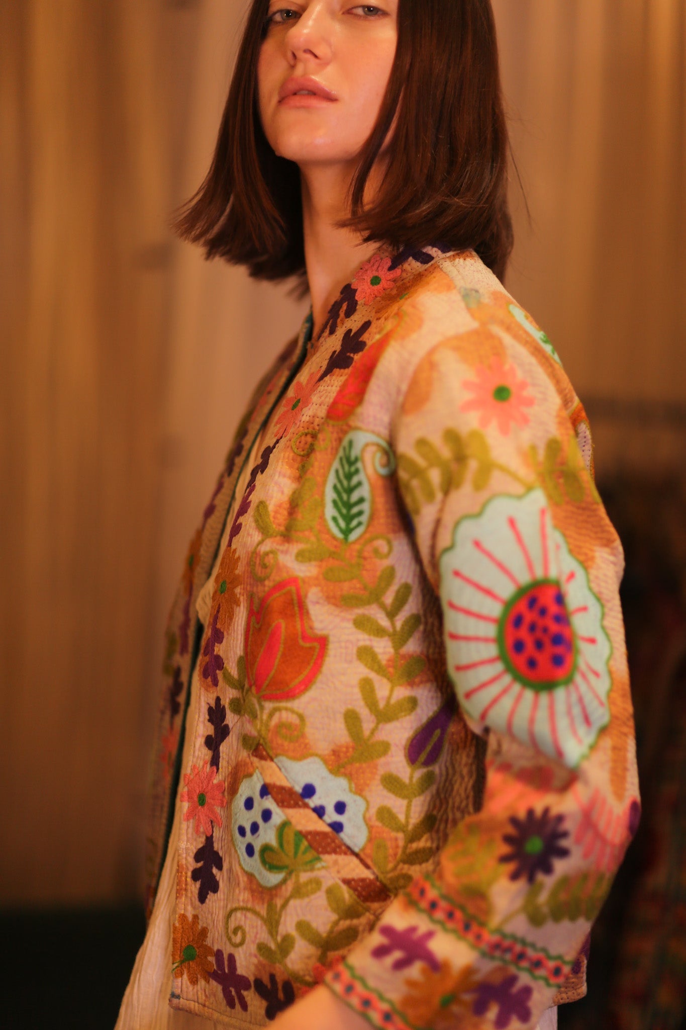 EMBROIDERED KANTHA SHORT JACKET INGRID KYARPAN - MOMO STUDIO BERLIN - Berlin Concept Store - sustainable & ethical fashion