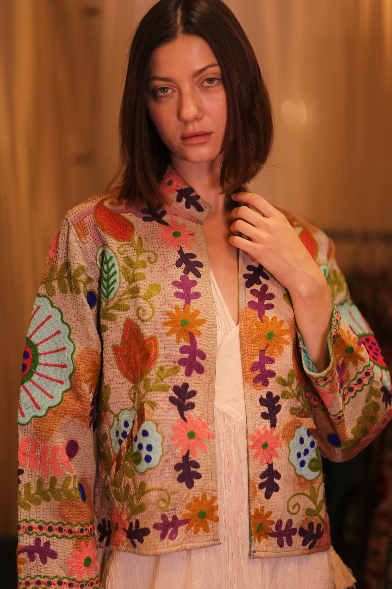 EMBROIDERED KANTHA SHORT JACKET INGRID KYARPAN - MOMO STUDIO BERLIN - Berlin Concept Store - sustainable & ethical fashion