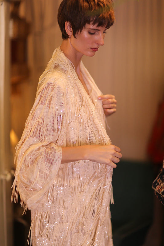 EMBROIDERED LONG FRINGE KIMONO KYLIE - MOMO STUDIO BERLIN - Berlin Concept Store - sustainable & ethical fashion