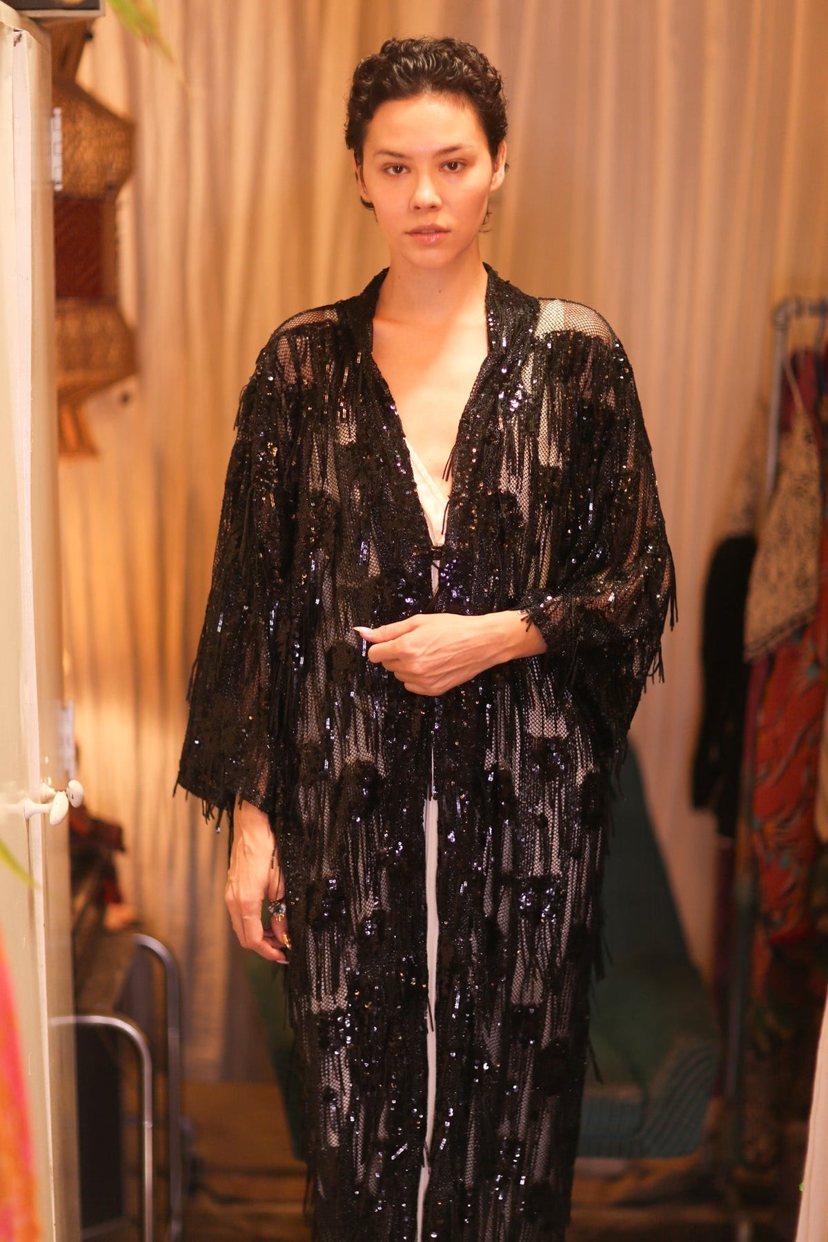 EMBROIDERED LONG FRINGE KIMONO MAHYUYA - MOMO STUDIO BERLIN - Berlin Concept Store - sustainable & ethical fashion