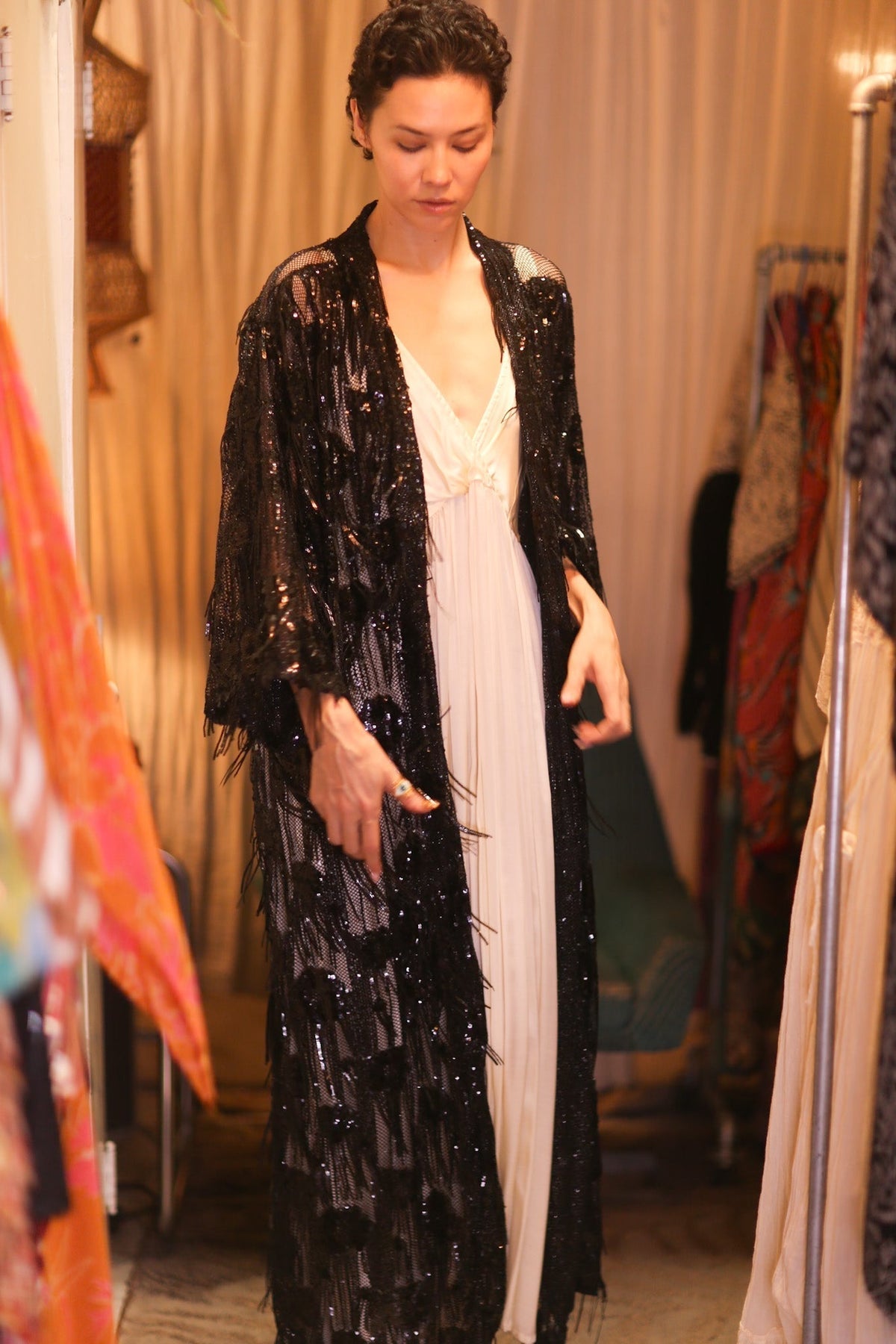 EMBROIDERED LONG FRINGE KIMONO MAHYUYA - MOMO STUDIO BERLIN - Berlin Concept Store - sustainable & ethical fashion