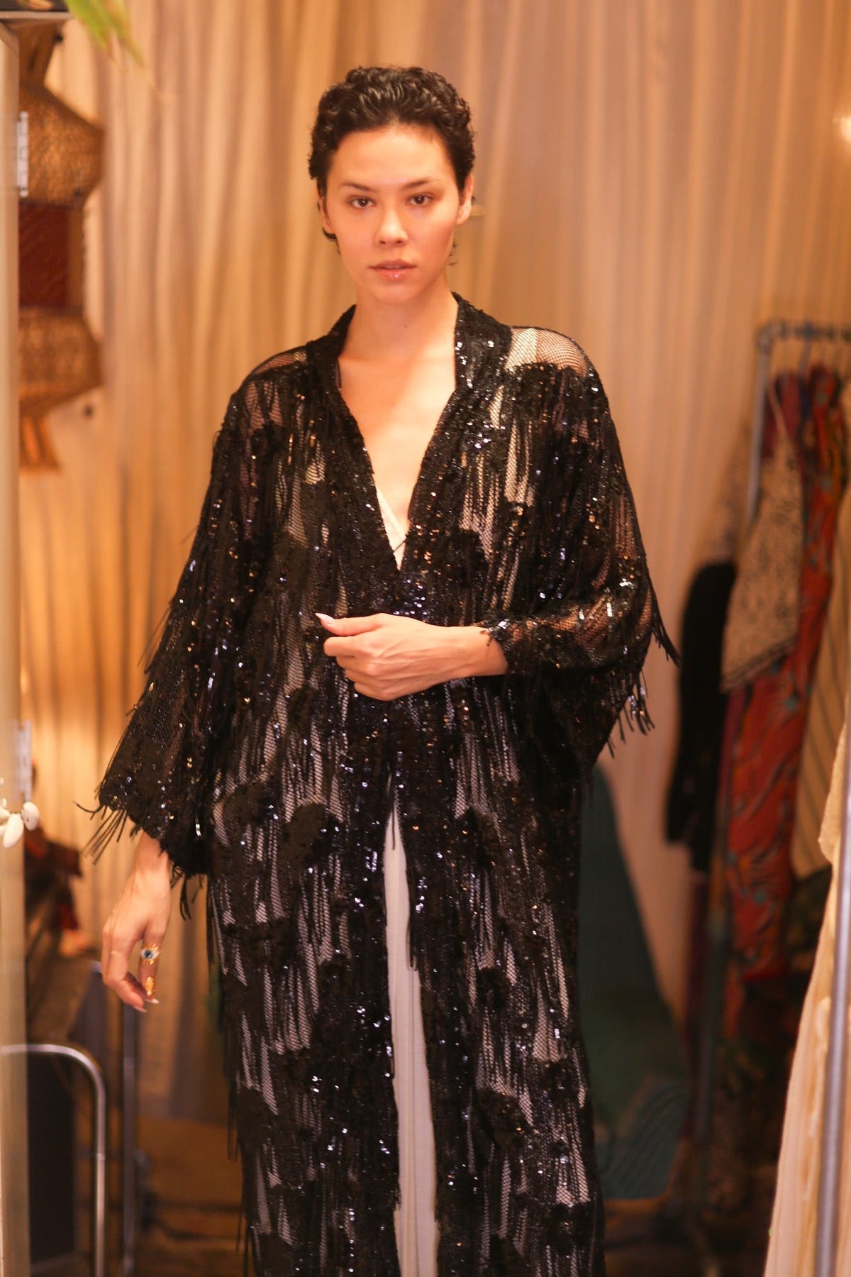 EMBROIDERED LONG FRINGE KIMONO MAHYUYA - MOMO STUDIO BERLIN - Berlin Concept Store - sustainable & ethical fashion
