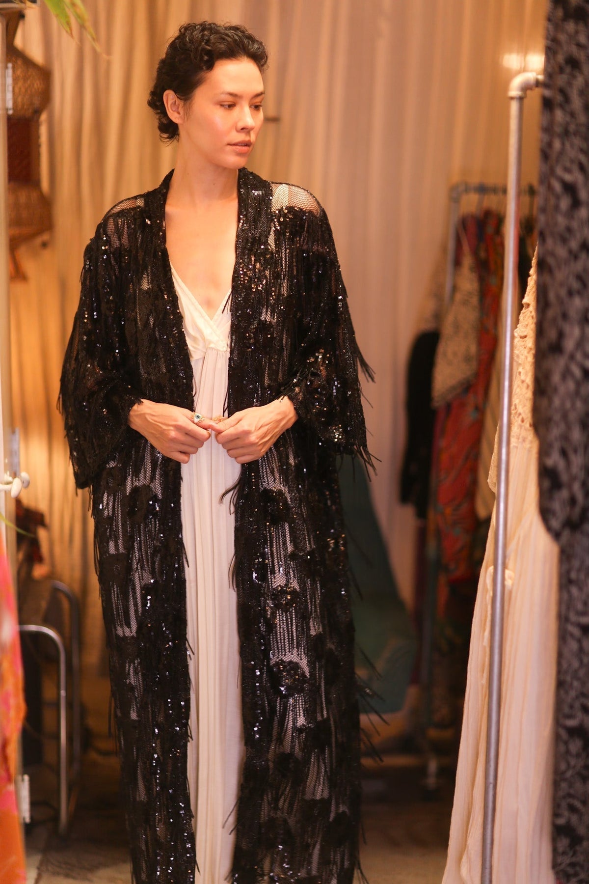 EMBROIDERED LONG FRINGE KIMONO MAHYUYA - MOMO STUDIO BERLIN - Berlin Concept Store - sustainable & ethical fashion