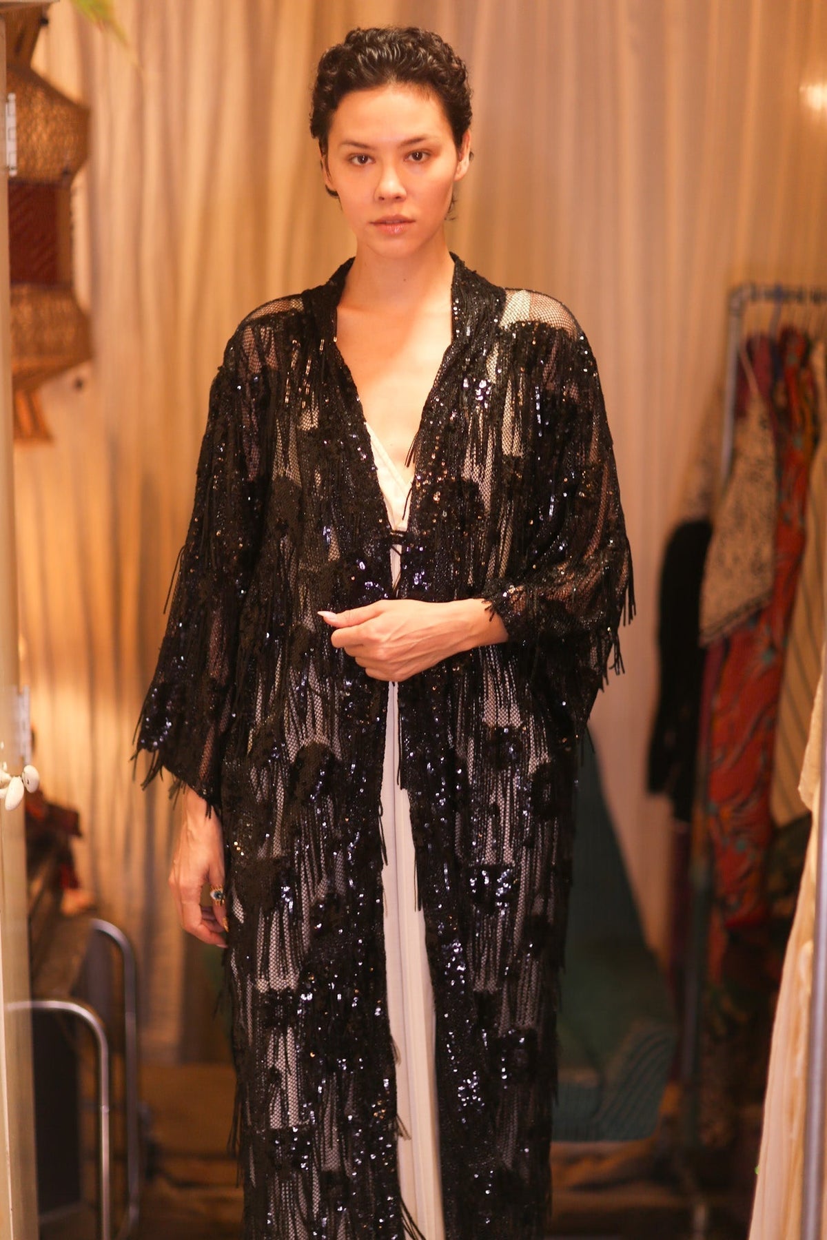 EMBROIDERED LONG FRINGE KIMONO MAHYUYA - MOMO STUDIO BERLIN - Berlin Concept Store - sustainable & ethical fashion
