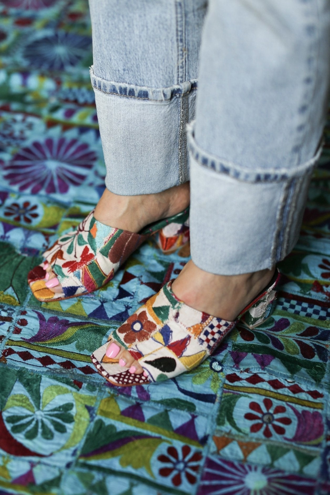 EMBROIDERED PATCHWORK SANDAL MULES LULU - MOMO STUDIO BERLIN - Berlin Concept Store - sustainable & ethical fashion