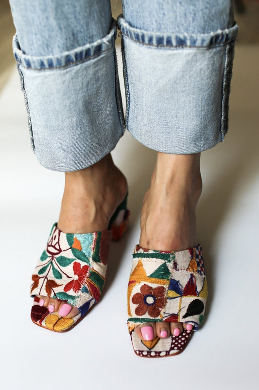 EMBROIDERED PATCHWORK SANDAL MULES LULU - MOMO STUDIO BERLIN - Berlin Concept Store - sustainable & ethical fashion