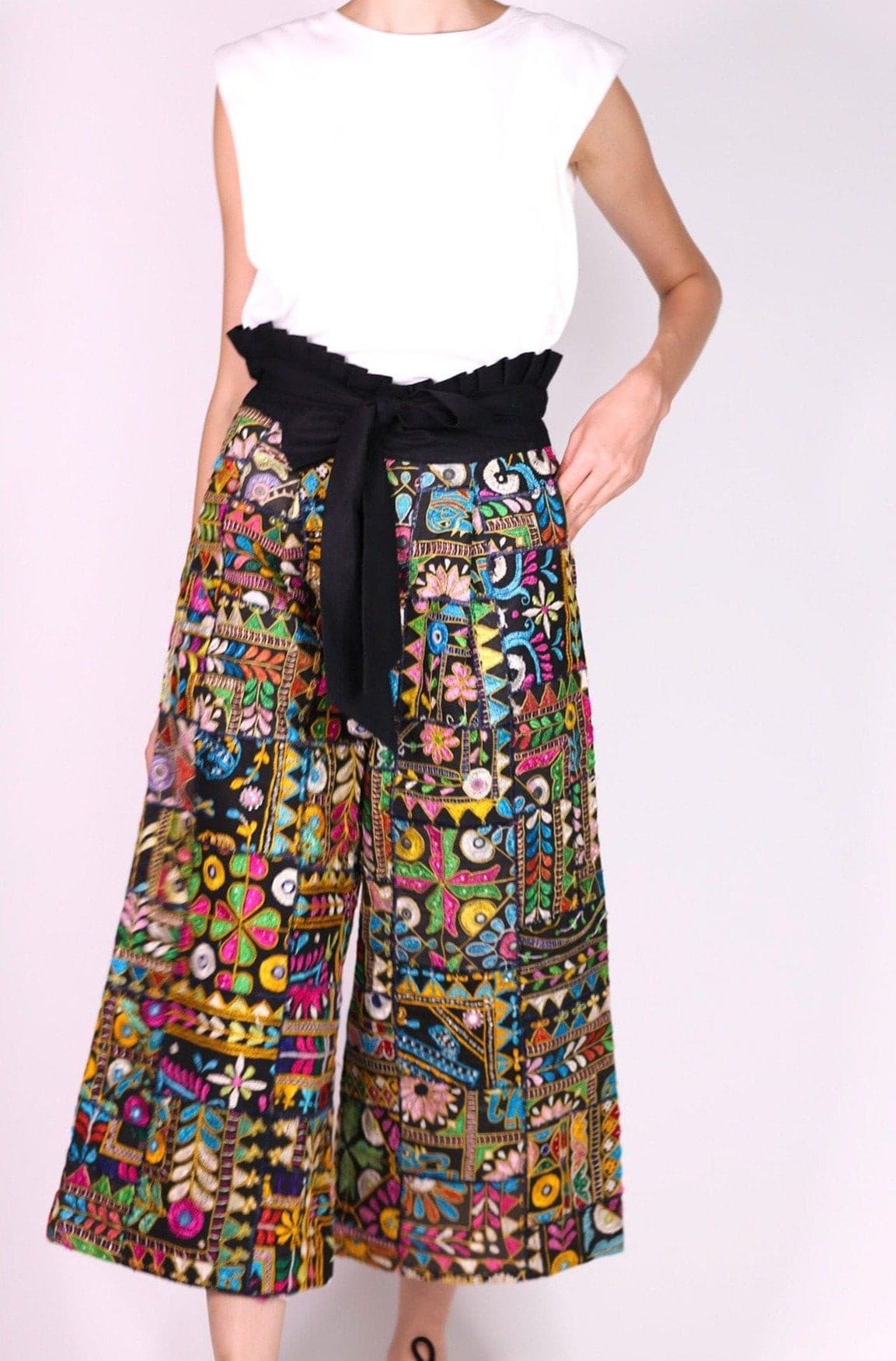 EMBROIDERED PATCHWORK WRAP PANTS BLAIRE - MOMO STUDIO BERLIN - Berlin Concept Store - sustainable & ethical fashion