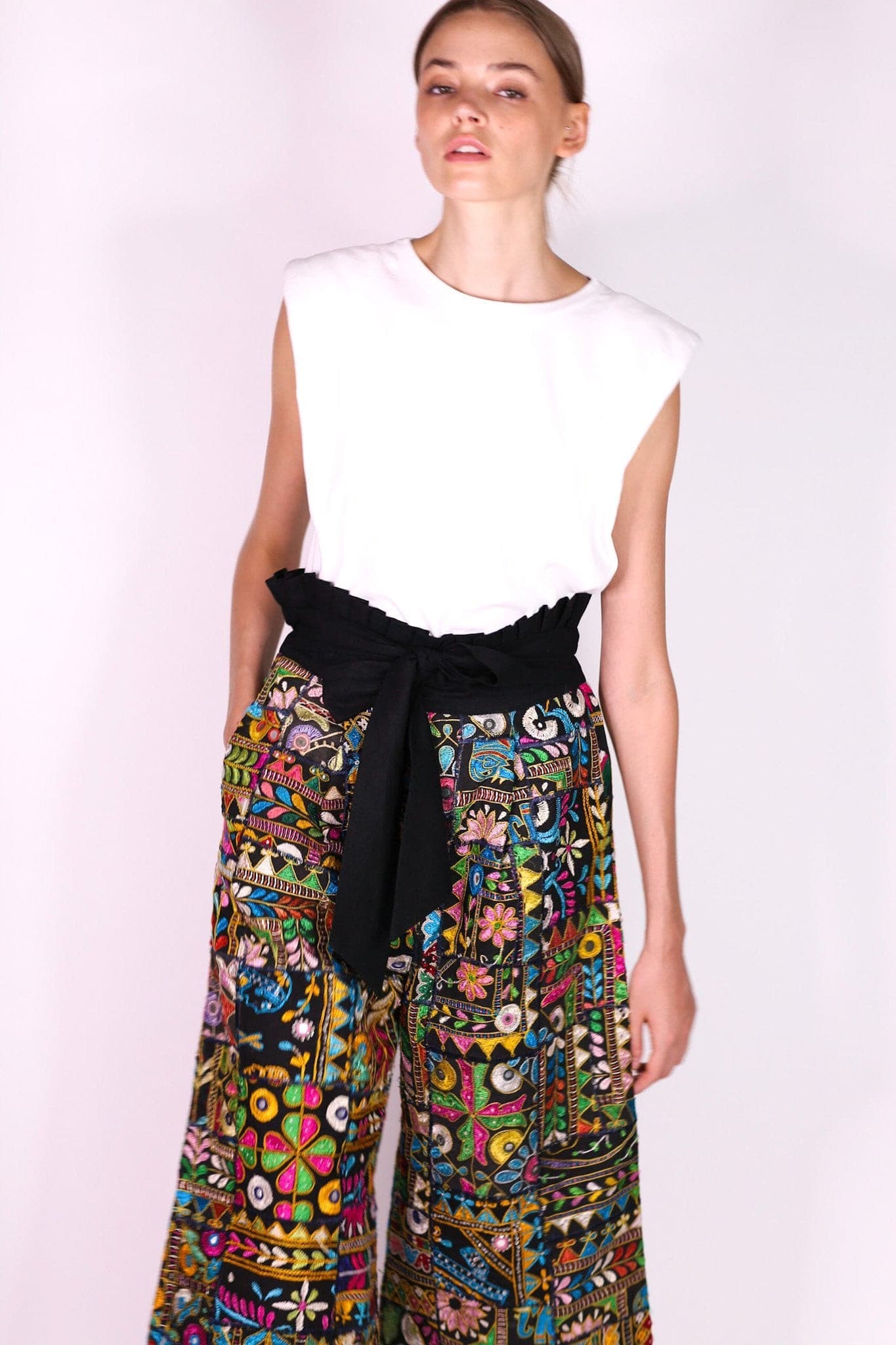 EMBROIDERED PATCHWORK WRAP PANTS BLAIRE - MOMO STUDIO BERLIN - Berlin Concept Store - sustainable & ethical fashion