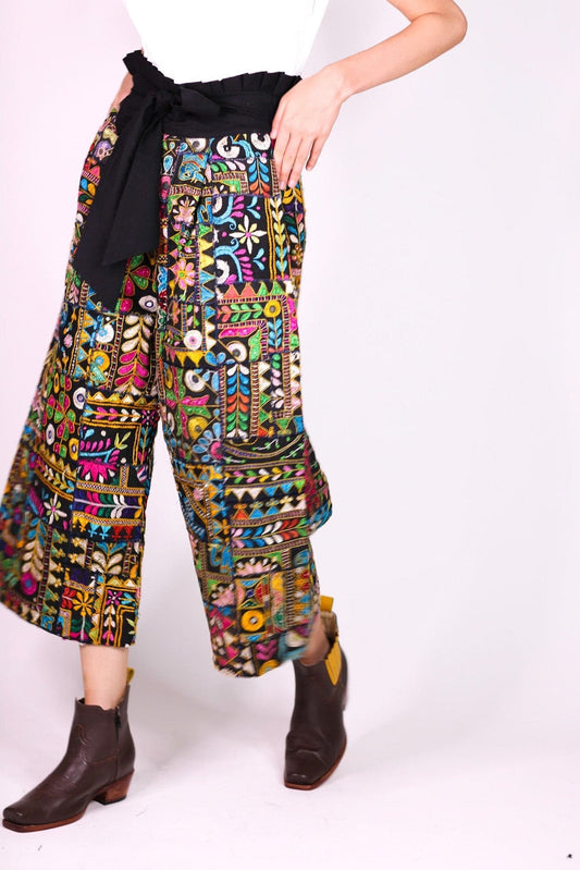 EMBROIDERED PATCHWORK WRAP PANTS BLAIRE - MOMO STUDIO BERLIN - Berlin Concept Store - sustainable & ethical fashion
