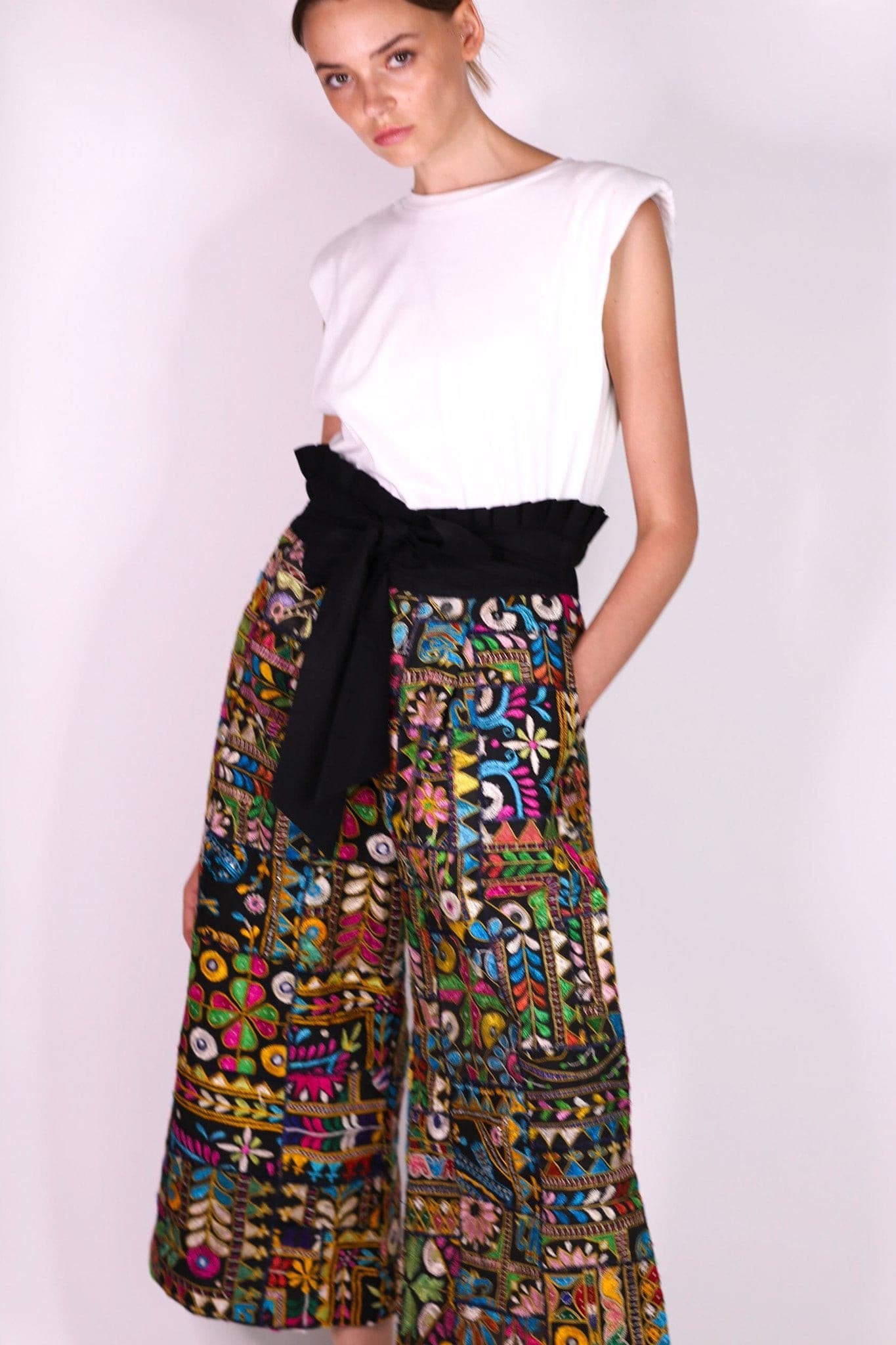 EMBROIDERED PATCHWORK WRAP PANTS BLAIRE - MOMO STUDIO BERLIN - Berlin Concept Store - sustainable & ethical fashion