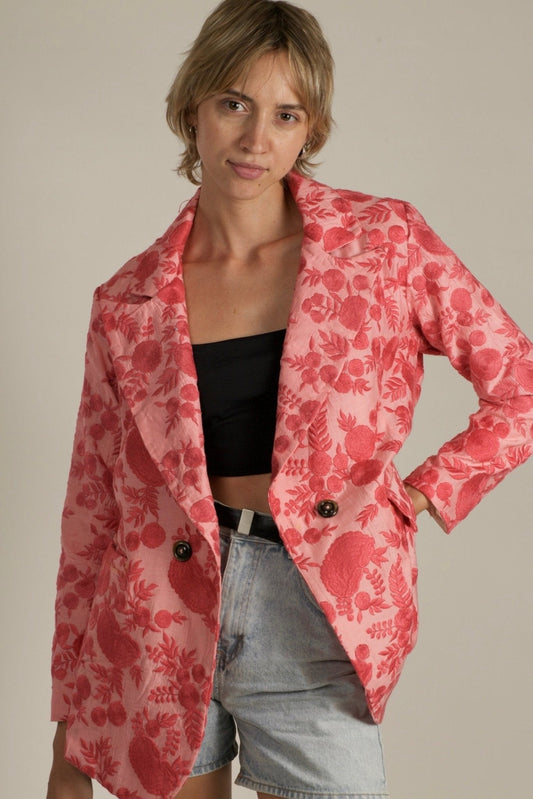 EMBROIDERED PINK FLOWER BLAZER JACKET AGLAIA - MOMO STUDIO BERLIN - Berlin Concept Store - sustainable & ethical fashion