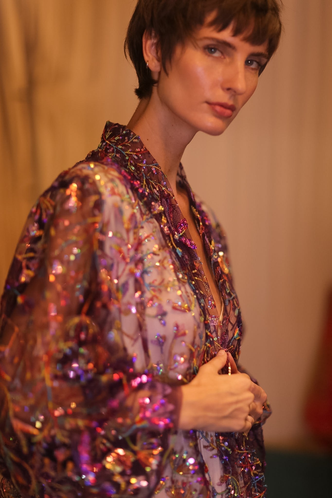 EMBROIDERED SHORT KIMONO PURPLE - MOMO STUDIO BERLIN - Berlin Concept Store - sustainable & ethical fashion