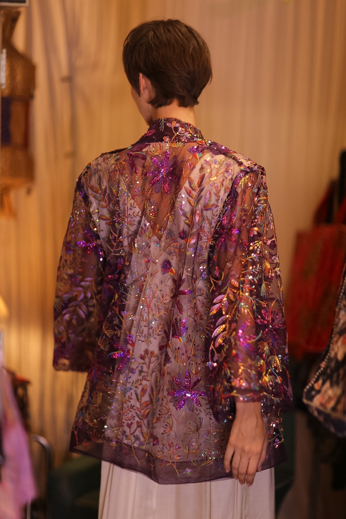 EMBROIDERED SHORT KIMONO PURPLE - MOMO STUDIO BERLIN - Berlin Concept Store - sustainable & ethical fashion