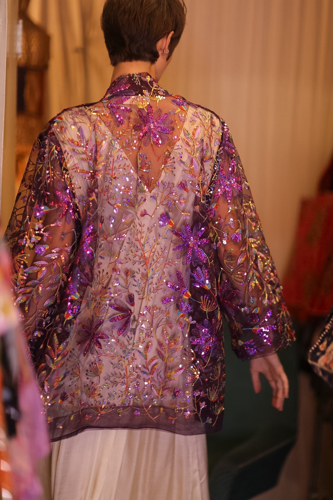 EMBROIDERED SHORT KIMONO PURPLE - MOMO STUDIO BERLIN - Berlin Concept Store - sustainable & ethical fashion