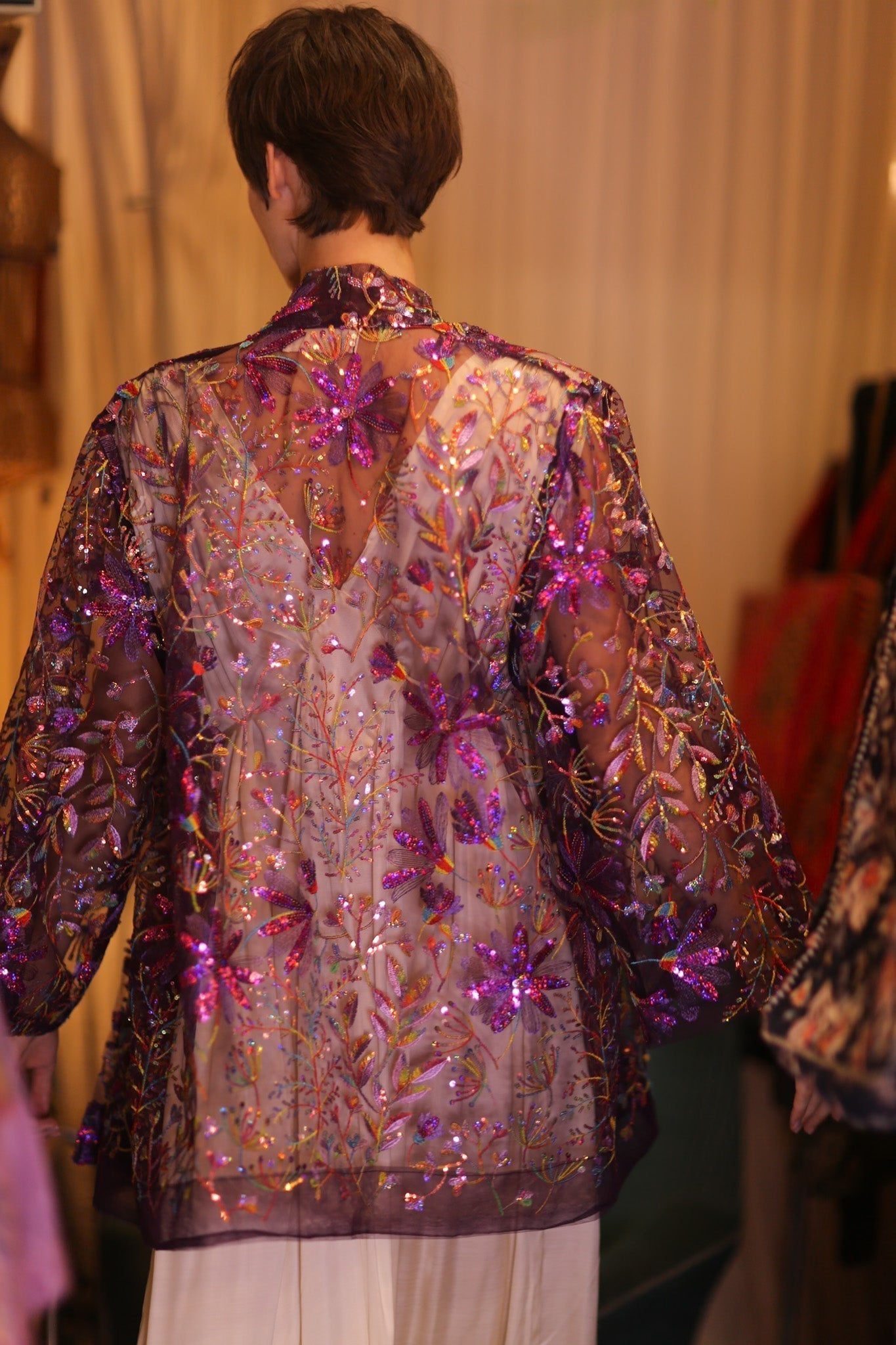 EMBROIDERED SHORT KIMONO PURPLE - MOMO STUDIO BERLIN - Berlin Concept Store - sustainable & ethical fashion