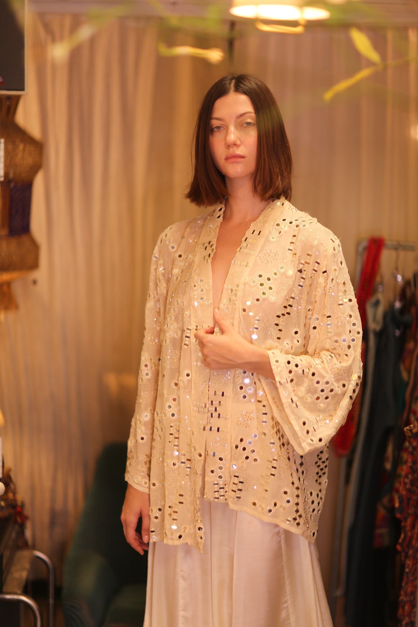 EMBROIDERED SHORT SILK KIMONO MOOSTAL - MOMO STUDIO BERLIN - Berlin Concept Store - sustainable & ethical fashion